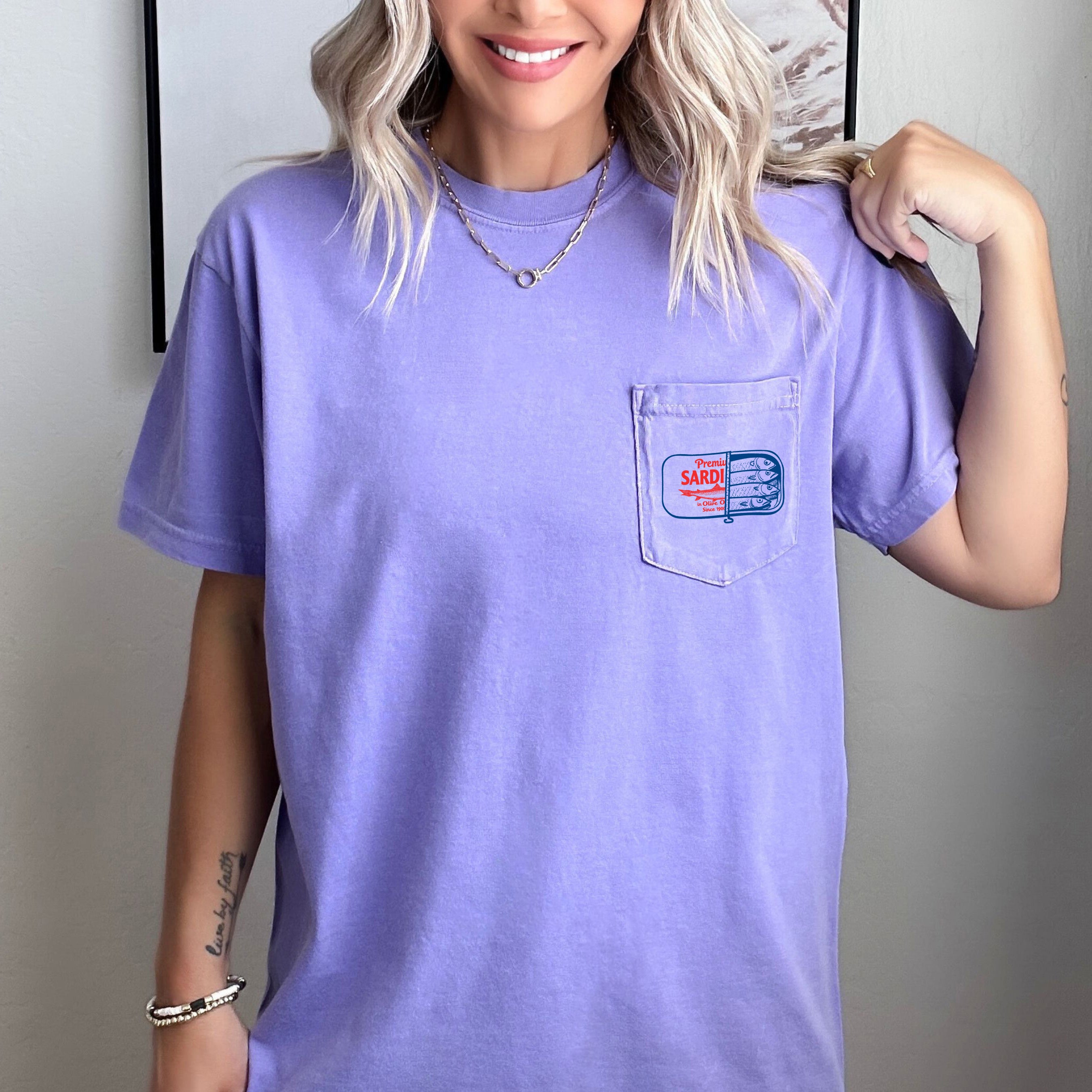 Sardines Salmon Fish Vacation Lake Beach Nature Comfort Colors Pocket T Shirt | Camping, Hiking, Plant