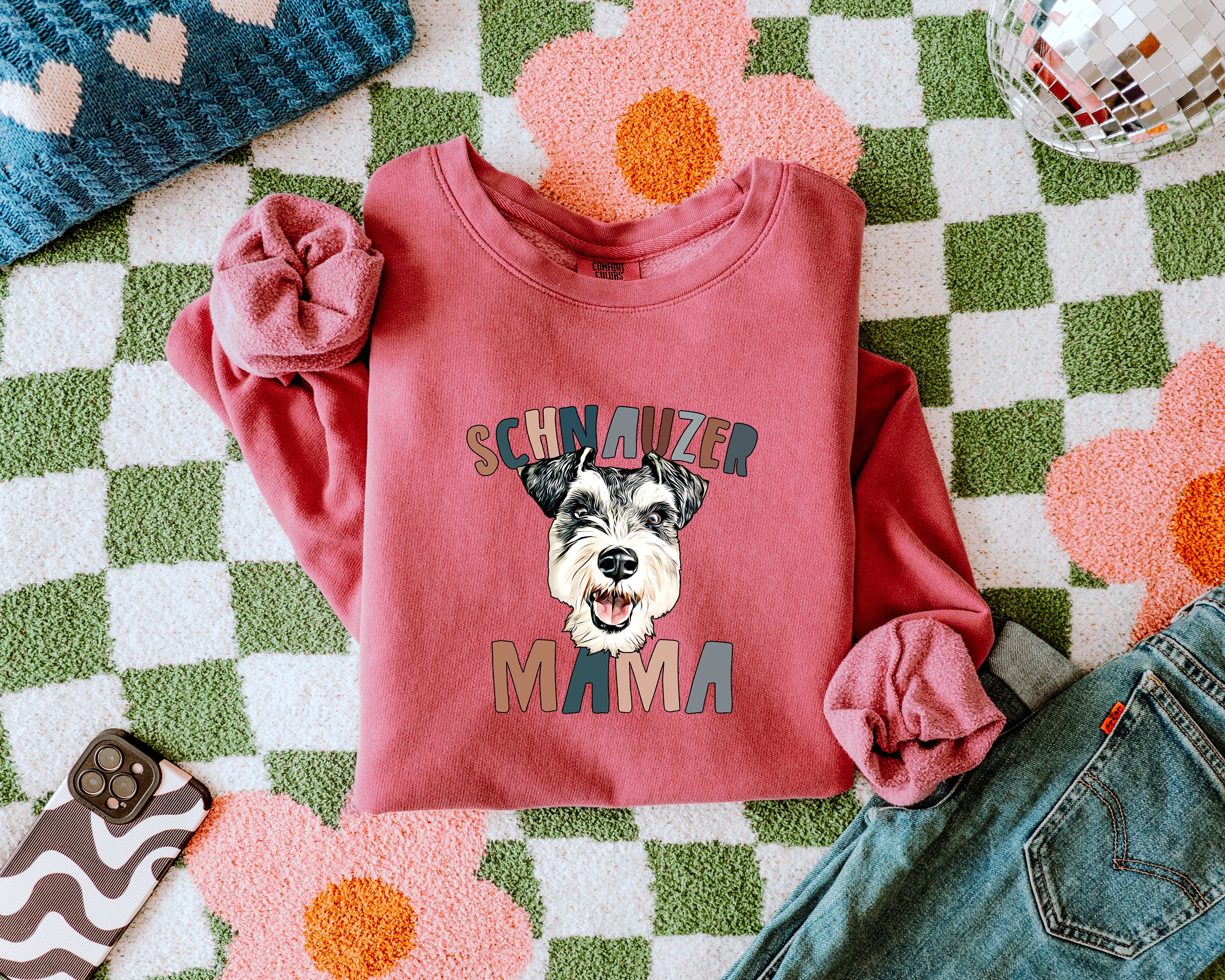 Schnauzer Dog Mom Garment Dyed Comfort Colors Sweatshirt (Color)