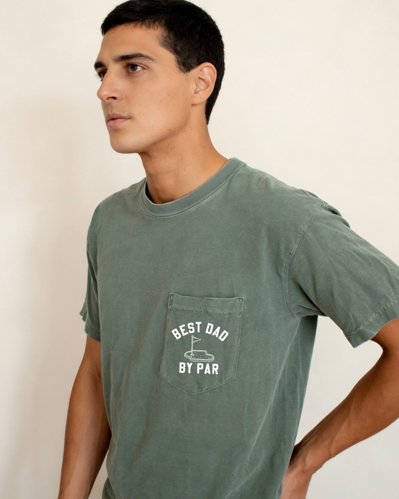 Best dad by par Comfort Colors Pocket T Shirt (Golf)