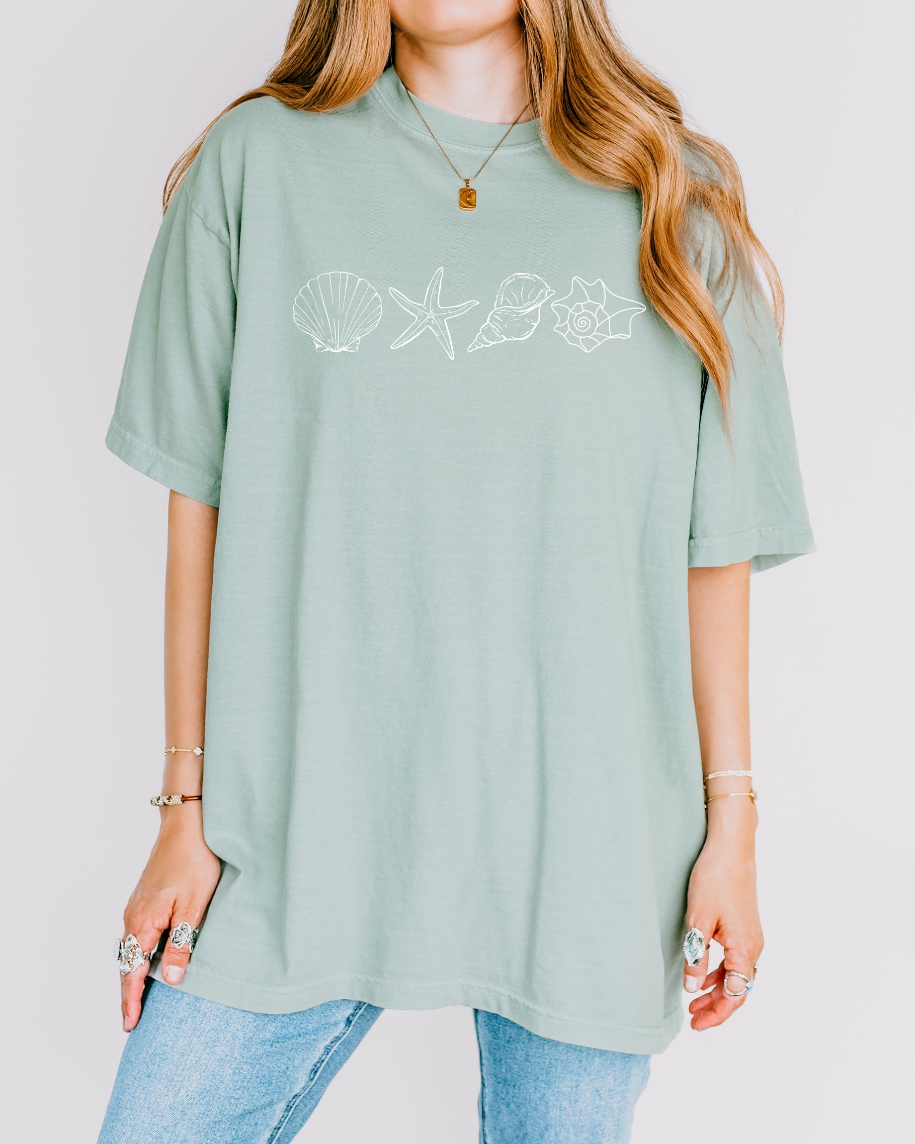 Seashell Starfish Beach Summer Vacation Nature Camping Hiking Comfort Colors T Shirt