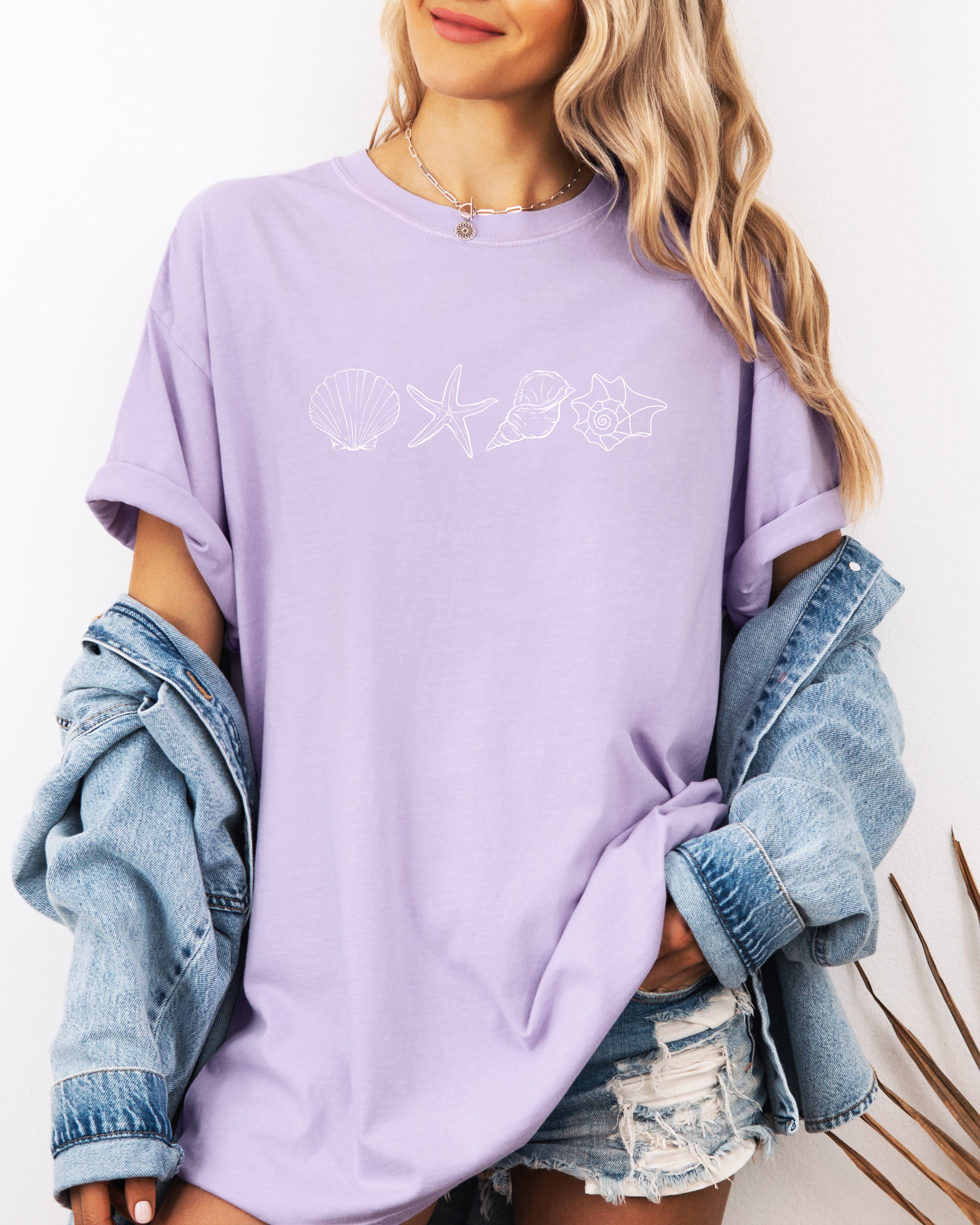 Seashell Starfish Beach Summer Vacation Nature Camping Hiking Comfort Colors T Shirt