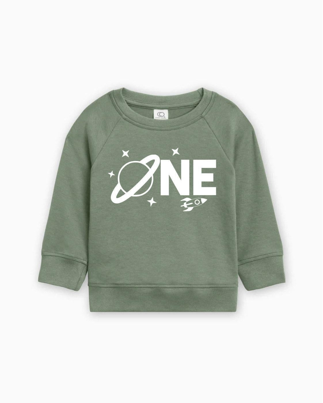 Space One 1st Birthday Boy Girl Organic Cotton Pullover
