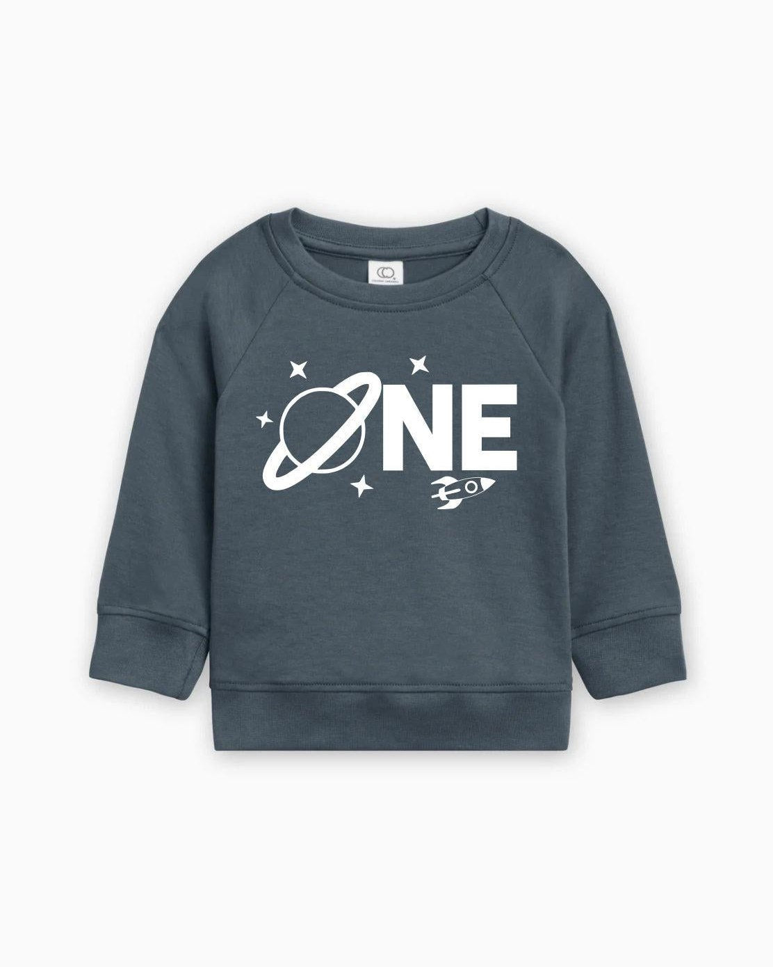 Space One 1st Birthday Boy Girl Organic Cotton Pullover