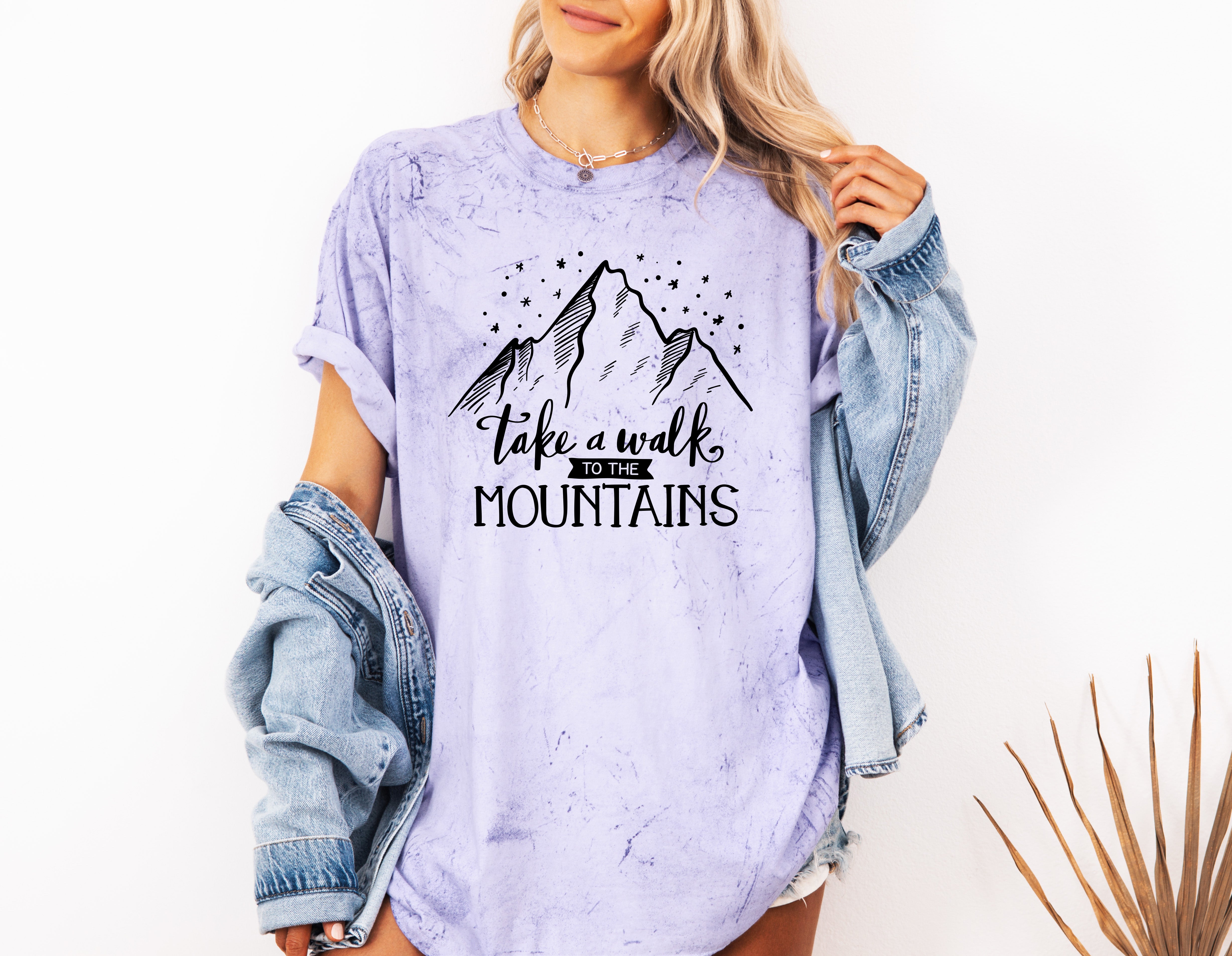 Take a walk to the mountains Camping Hiking Garment Dyed Shirt