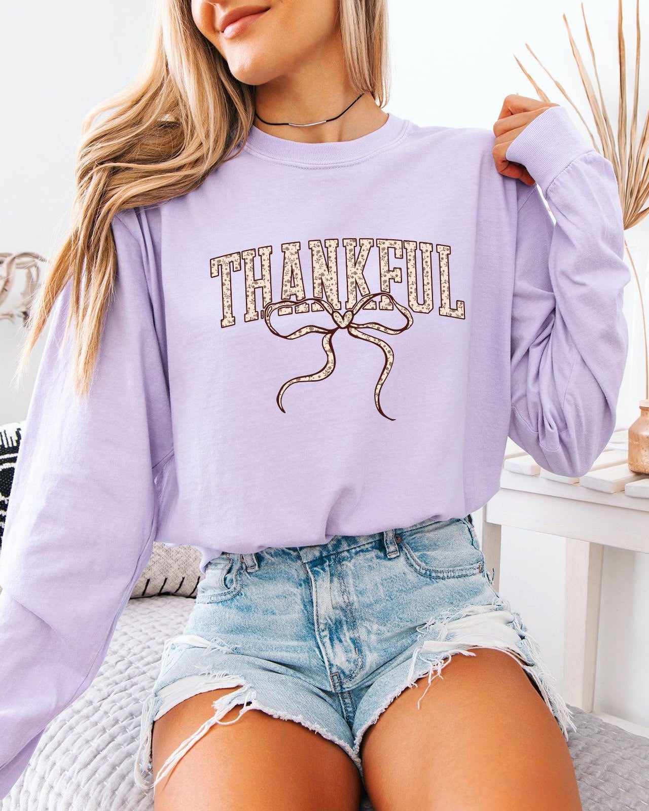 Thankful Christian Thanksgiving Day Comfort Colors Long Sleeve Shirt