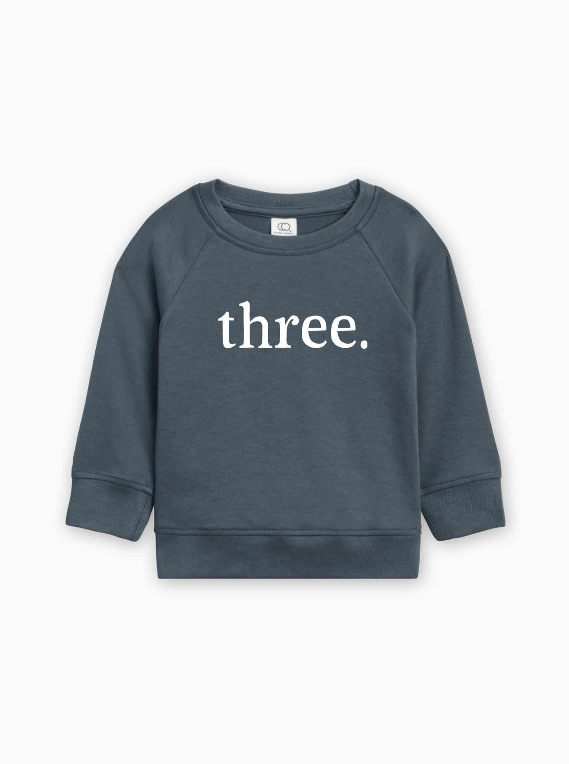 Three 3rd Birthday Organic Cotton Baby Pullover (volume font)