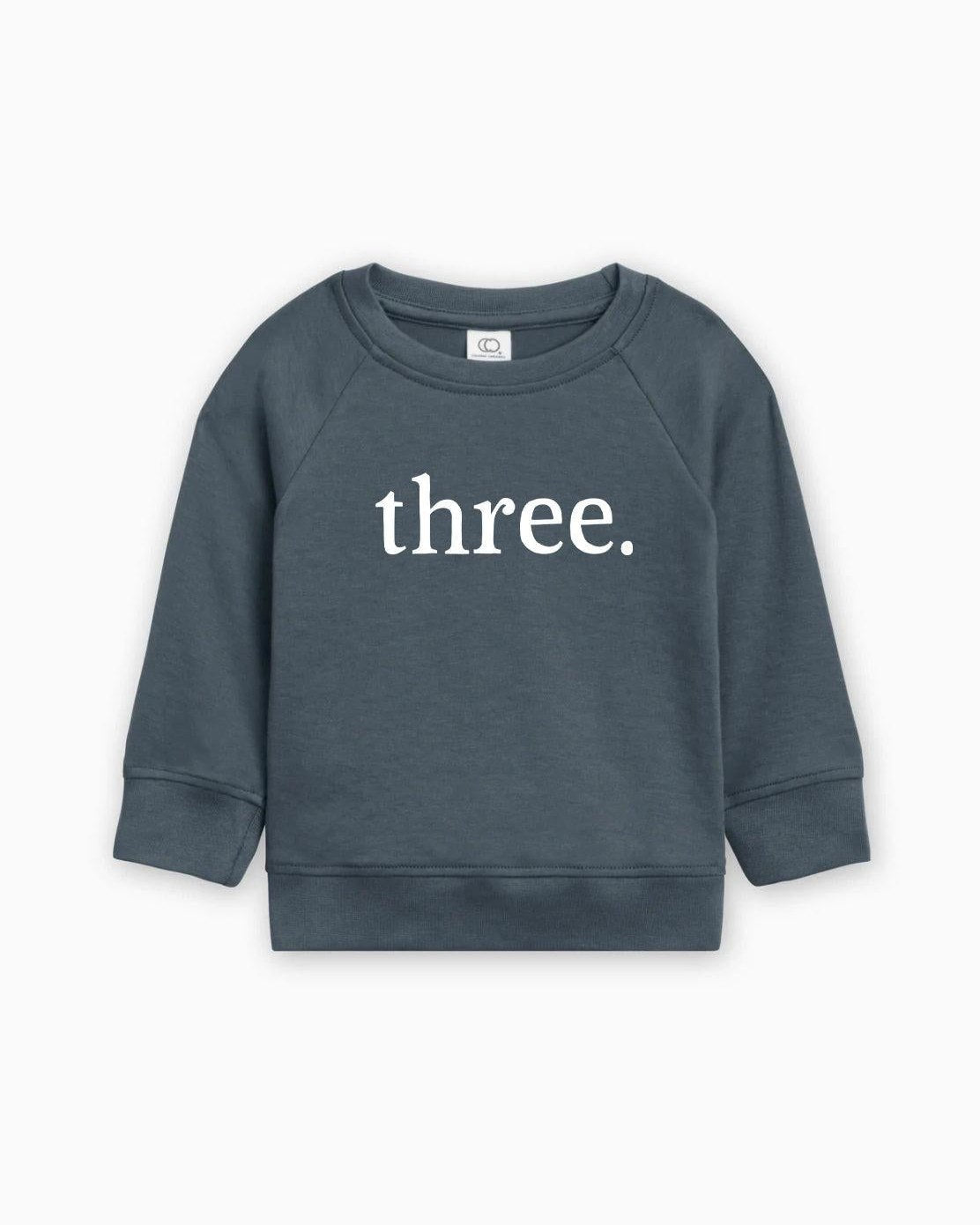 Three 3rd Birthday Organic Cotton Baby Pullover (volume font)
