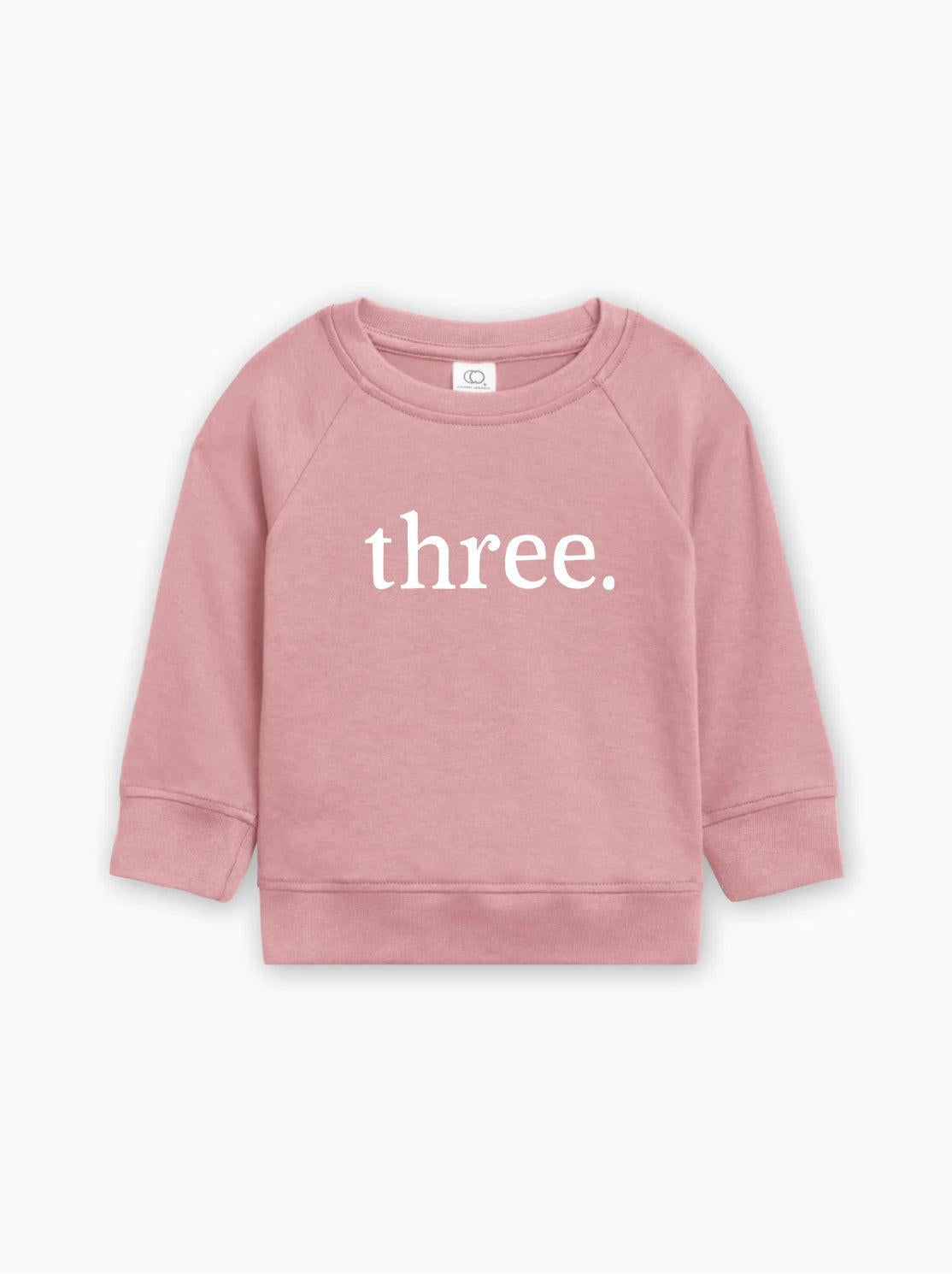 Three 3rd Birthday Organic Cotton Baby Pullover (volume font)