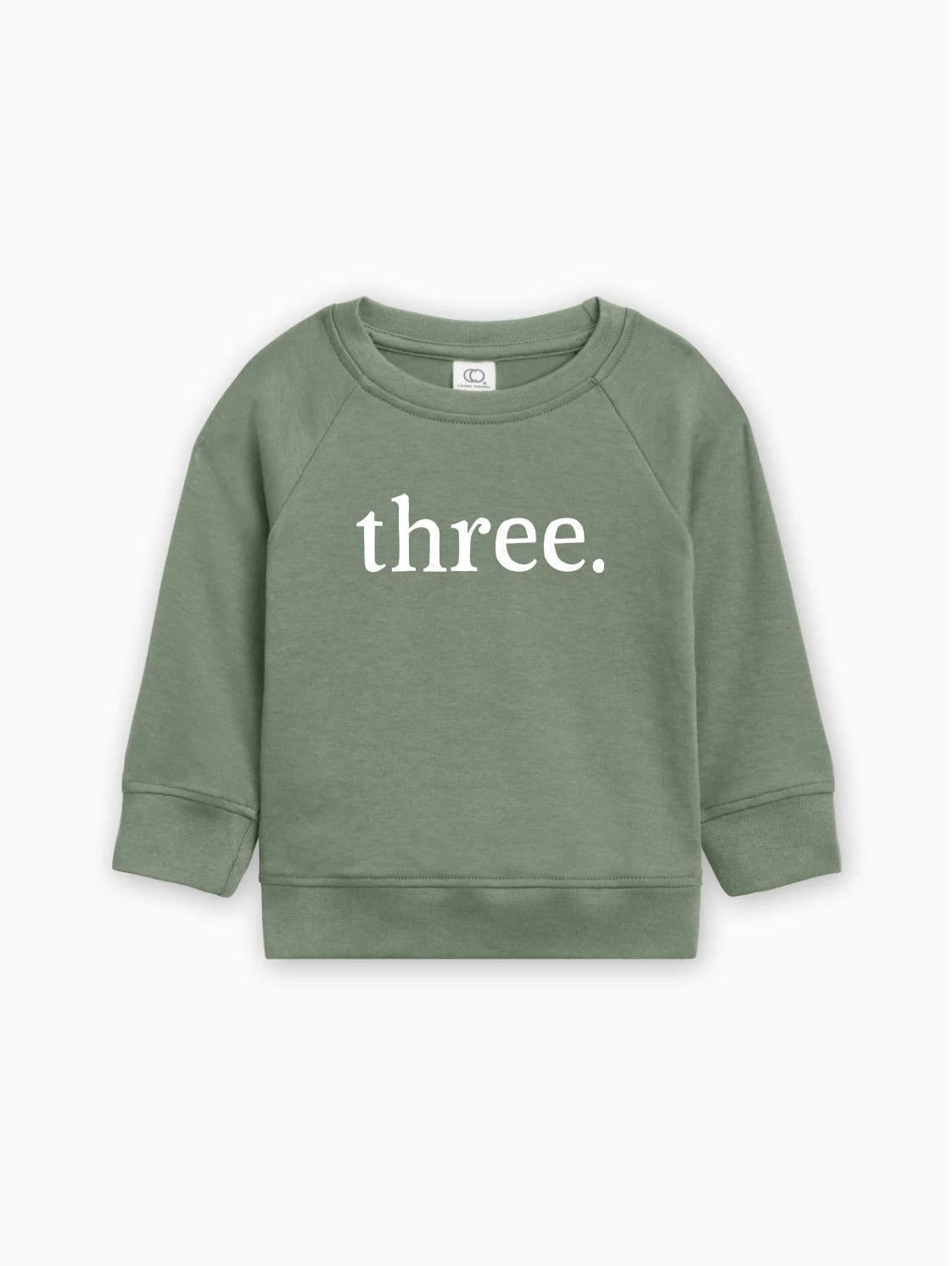 Three 3rd Birthday Organic Cotton Baby Pullover (volume font)
