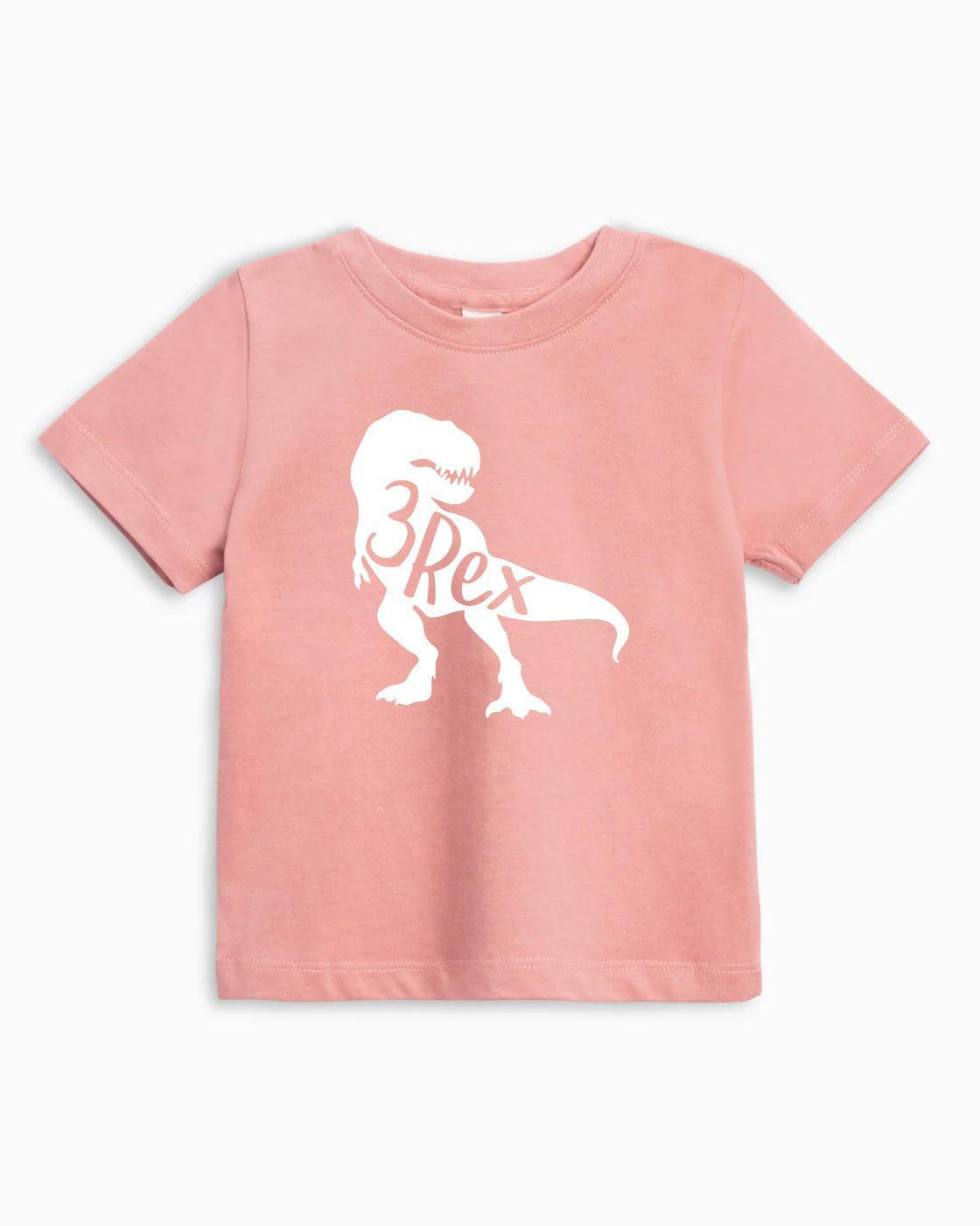 Three 3rex Trex dinosaur Birthday Organic Cotton Baby And Kids Tee