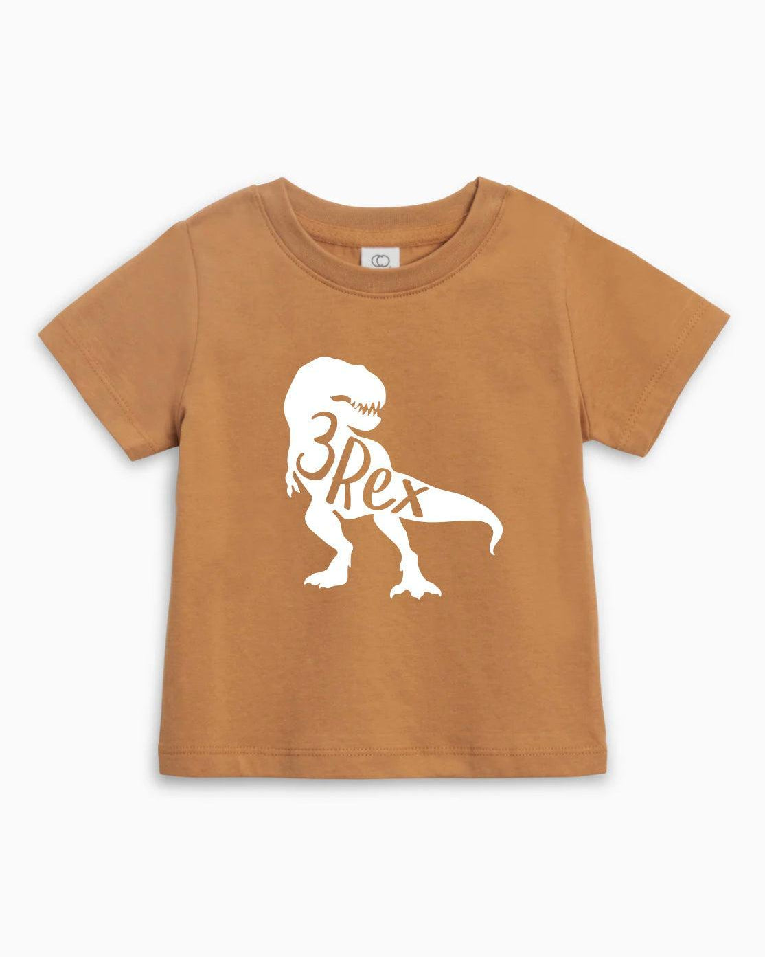 Three 3rex Trex dinosaur Birthday Organic Cotton Baby And Kids Tee