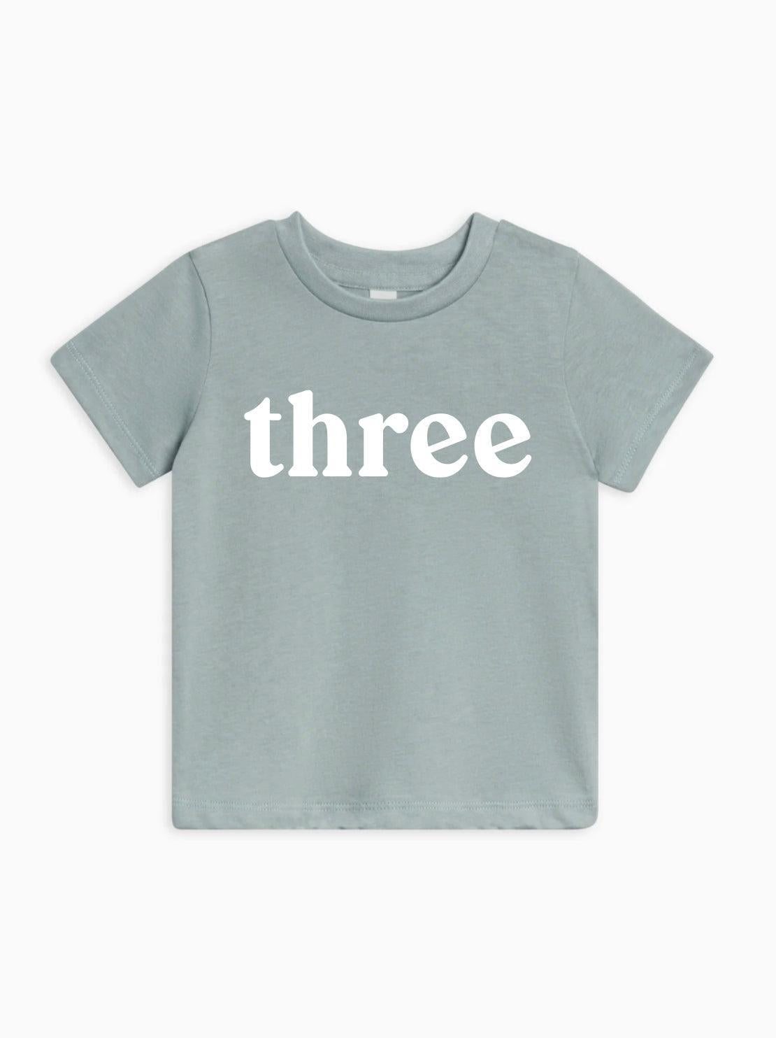 Three Birthday girl and boy Organic Cotton Baby And Kids Tee (serif)
