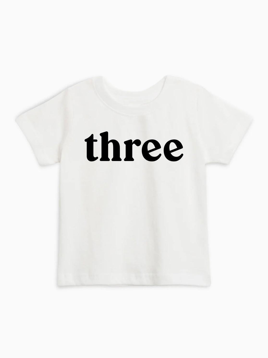 Three Birthday girl and boy Organic Cotton Baby And Kids Tee (serif)