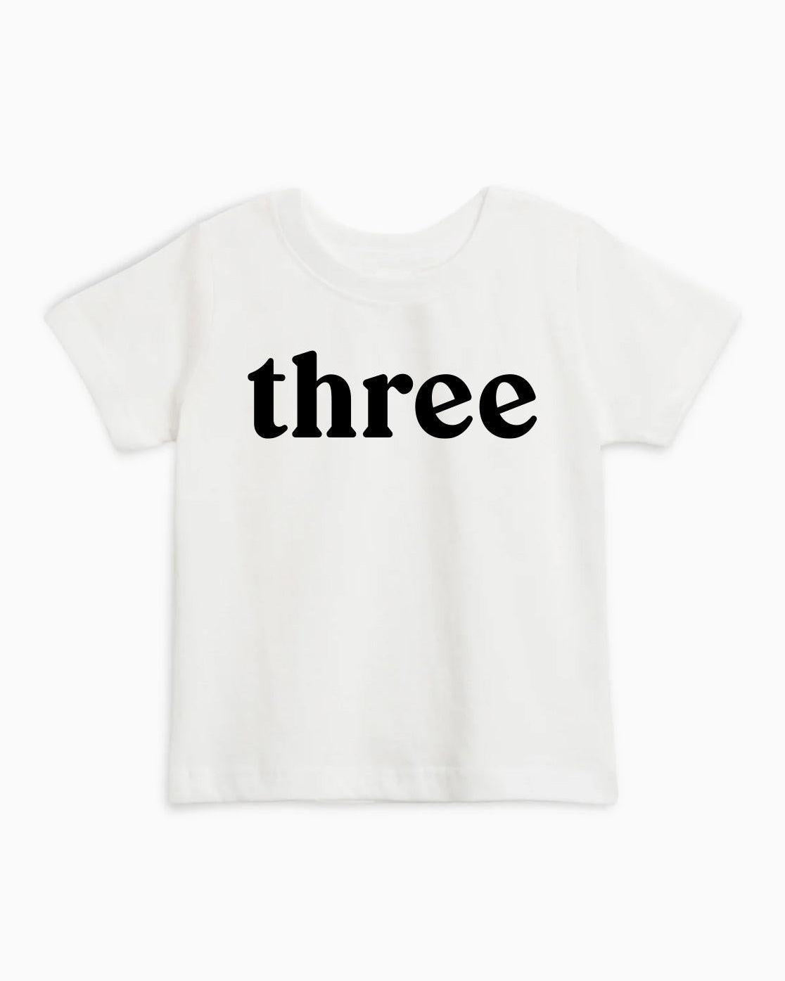 Three Birthday girl and boy Organic Cotton Baby And Kids Tee (serif)