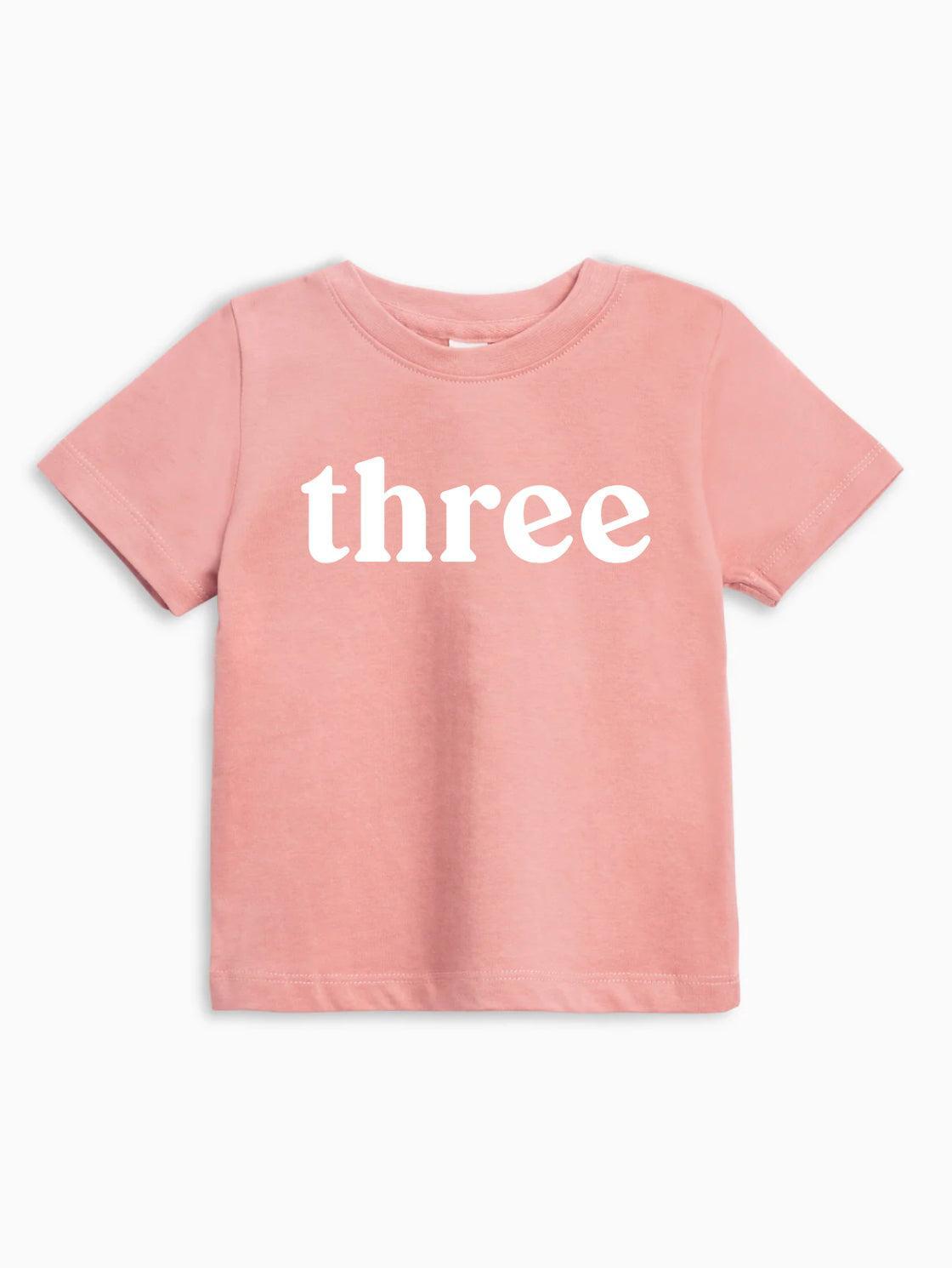 Three Birthday girl and boy Organic Cotton Baby And Kids Tee (serif)
