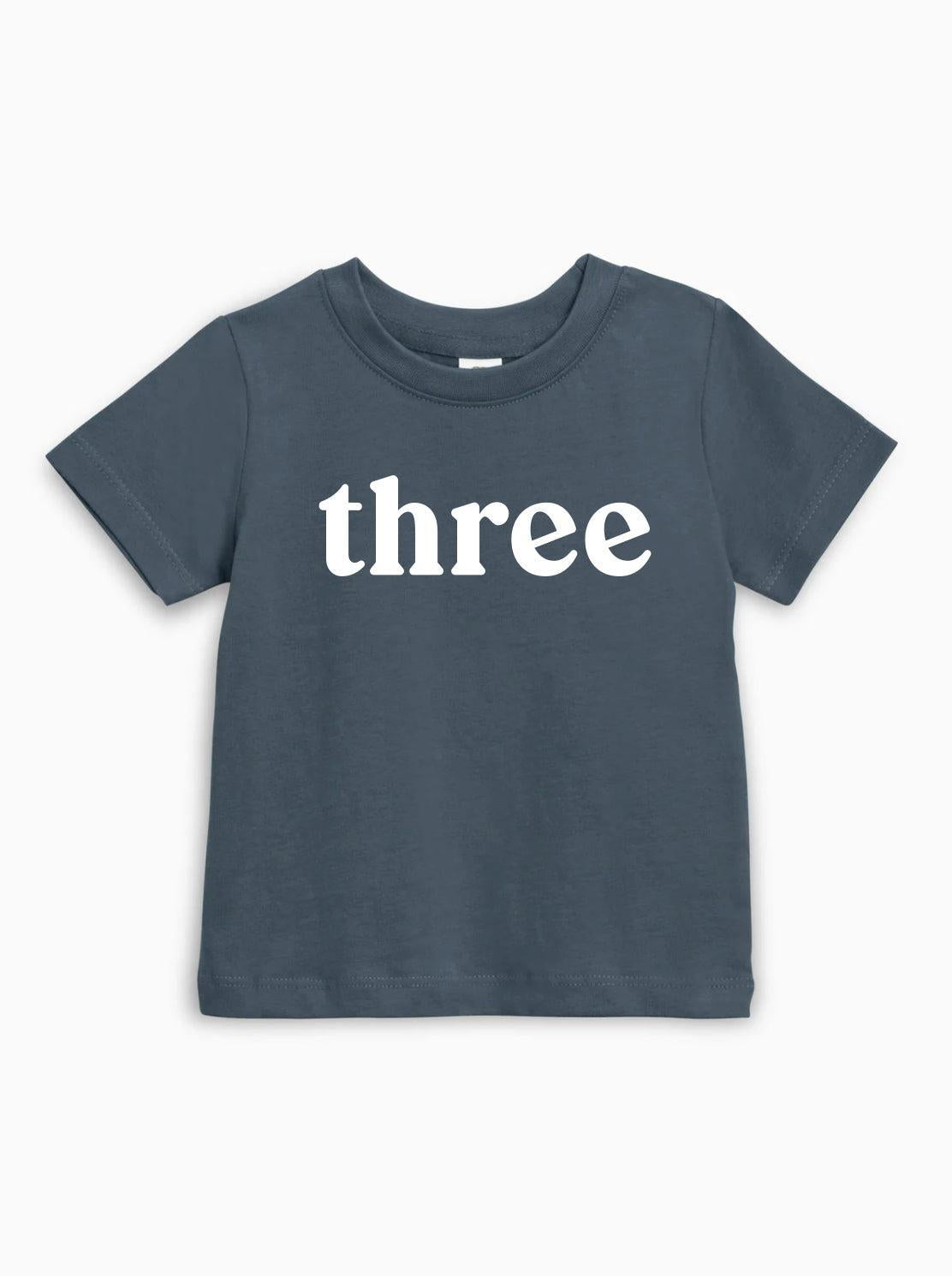 Three Birthday girl and boy Organic Cotton Baby And Kids Tee (serif)