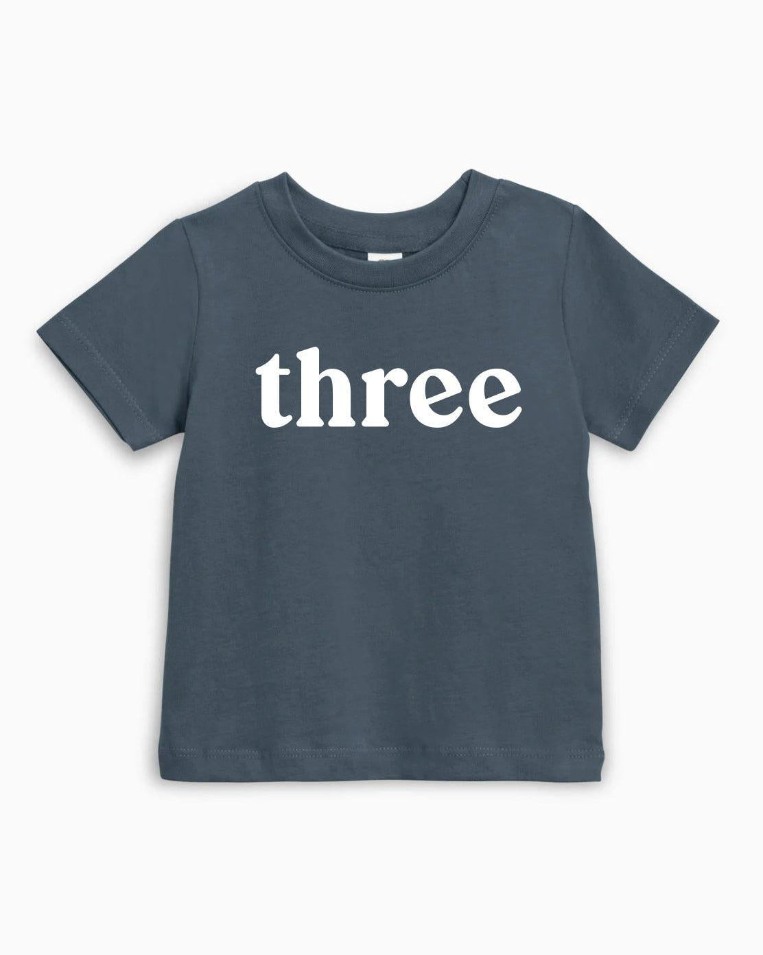 Three Birthday girl and boy Organic Cotton Baby And Kids Tee (serif)