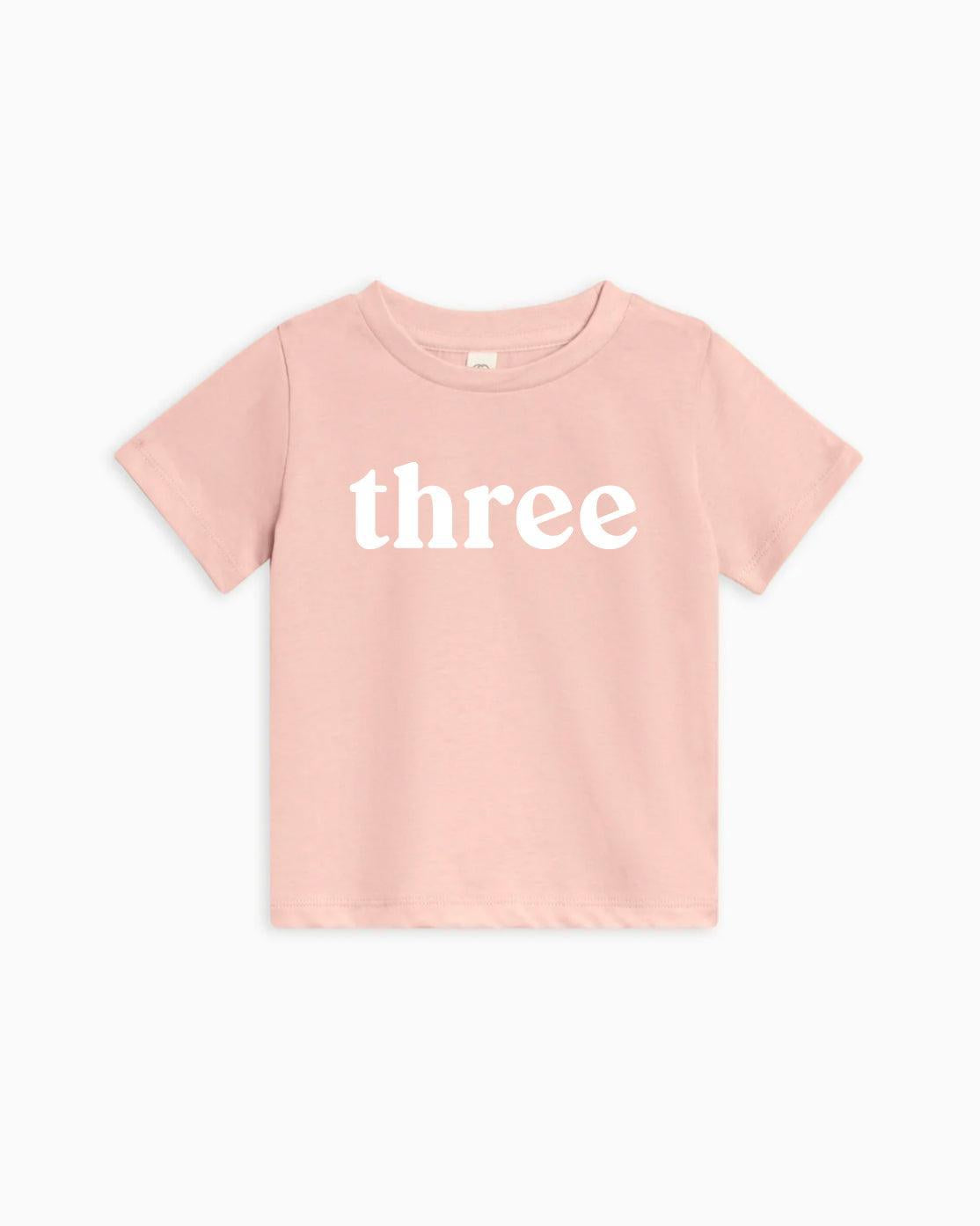 Three Birthday girl and boy Organic Cotton Baby And Kids Tee (serif)