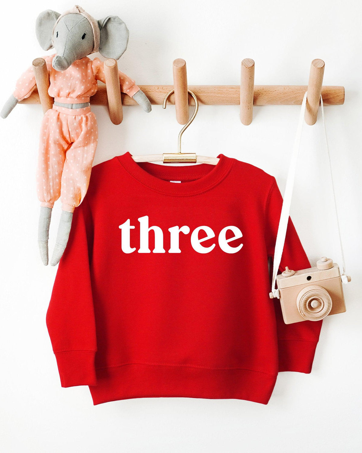 Three Toddler Kids Birthday Sweatshirt (Serif)