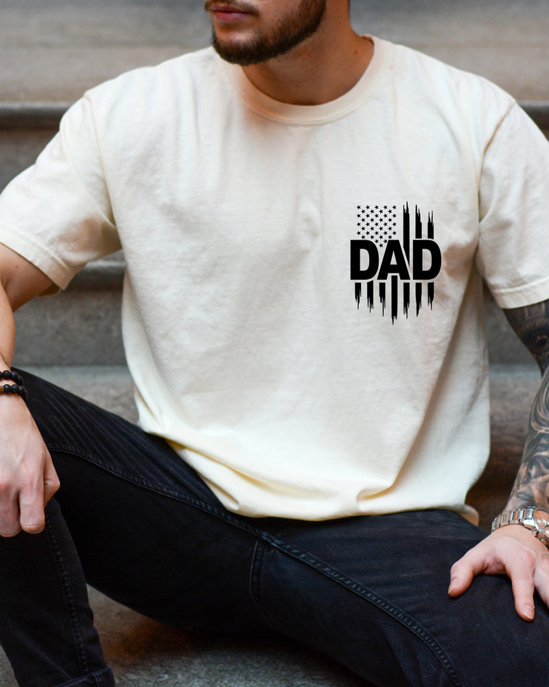 Dad America USA Flag Comfort Colors T Shirt Father's day Memorial Day 4th of July
