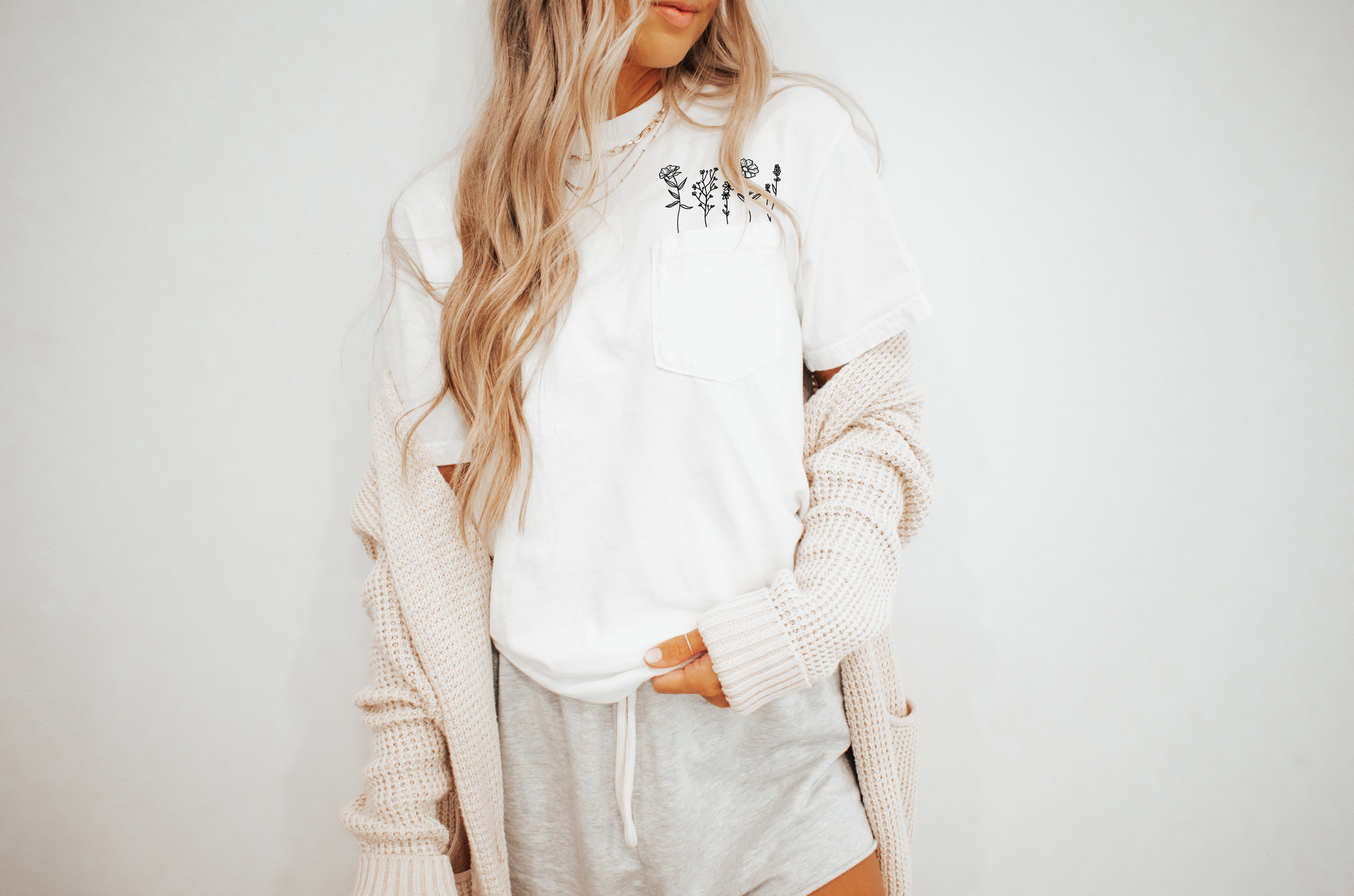 Wildflowers Comfort Colors Pocket T Shirt | Nature, Camping, Plant