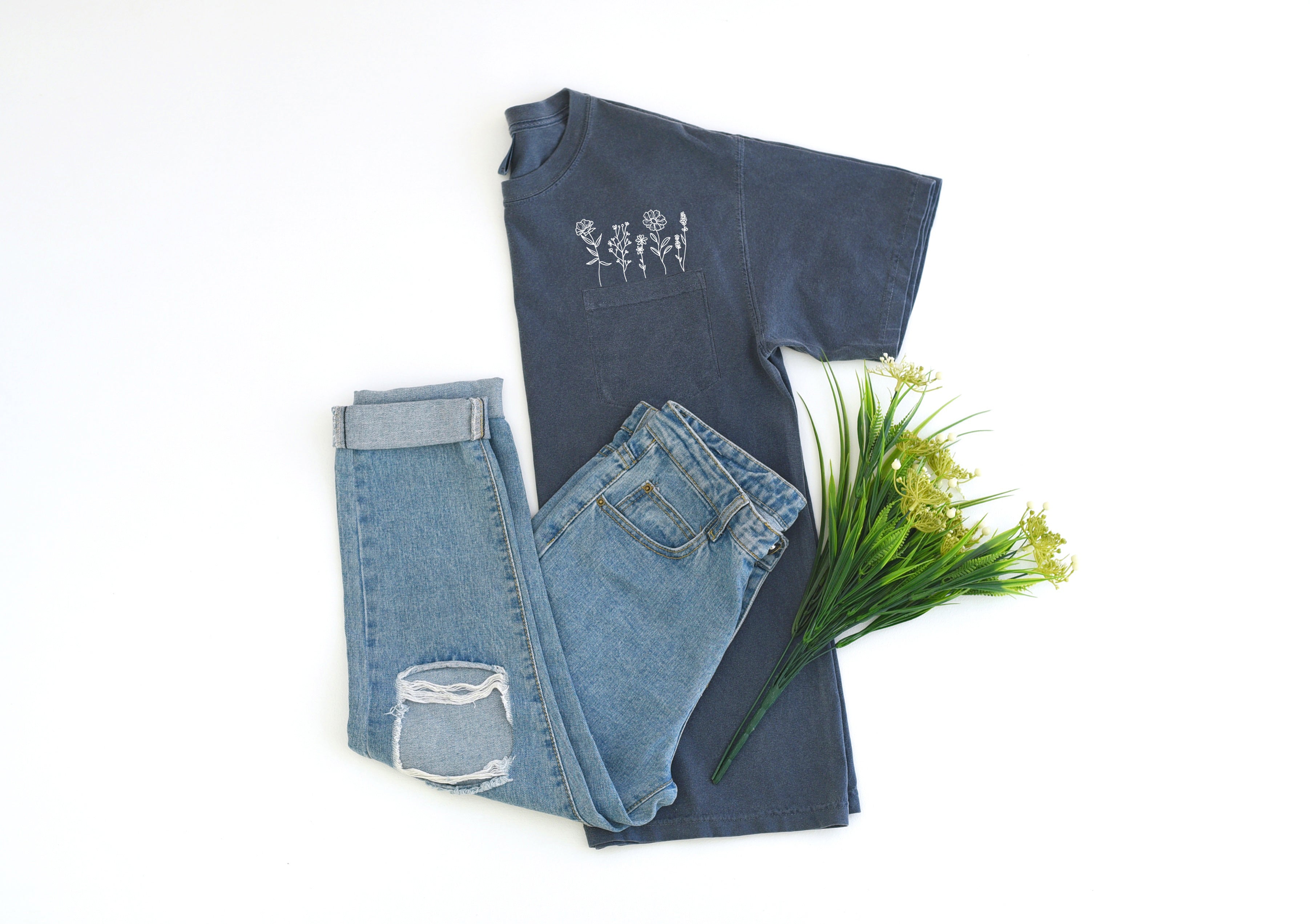 Wildflowers Comfort Colors Pocket T Shirt | Nature, Camping, Plant