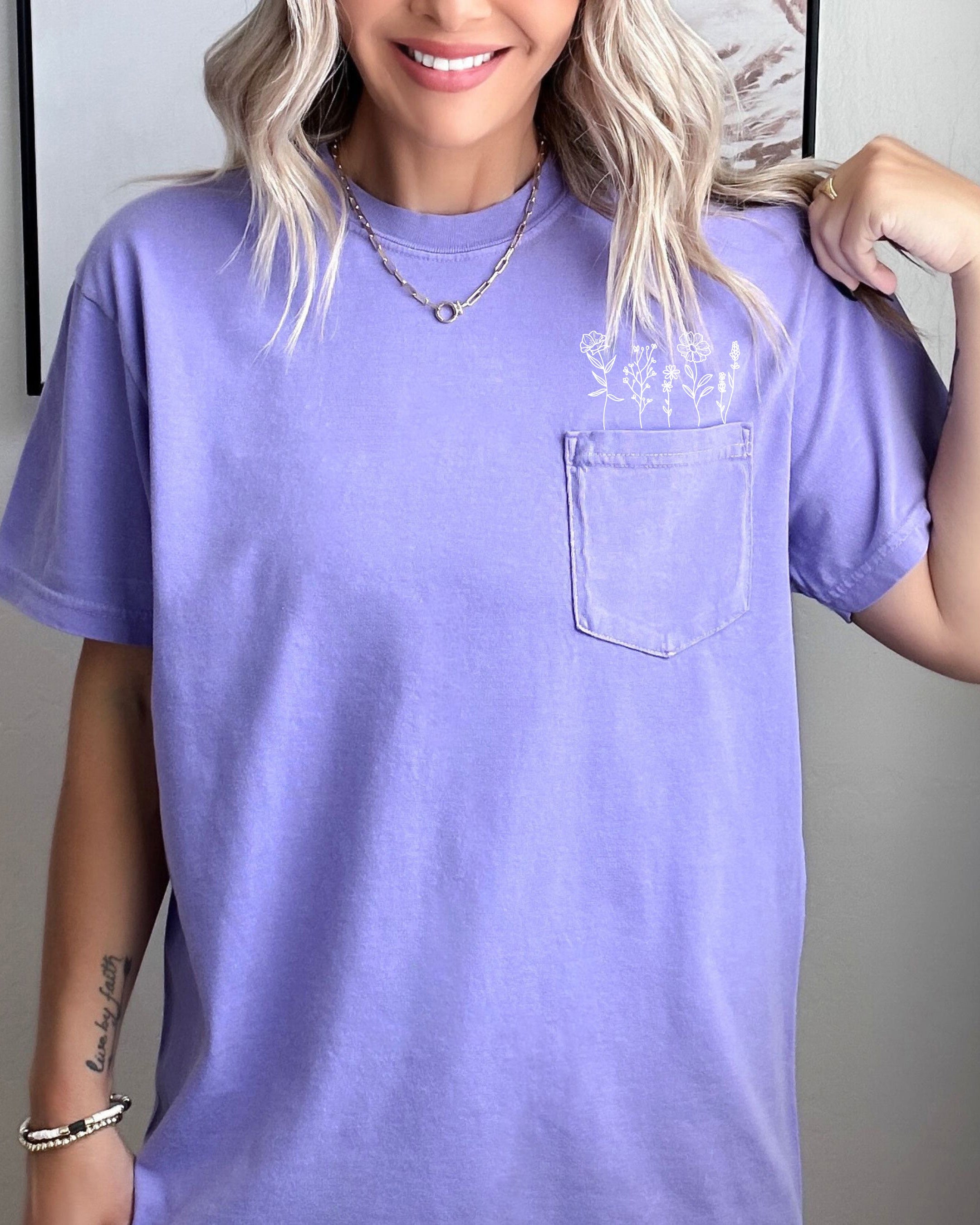 Wildflowers Comfort Colors Pocket T Shirt | Nature, Camping, Plant