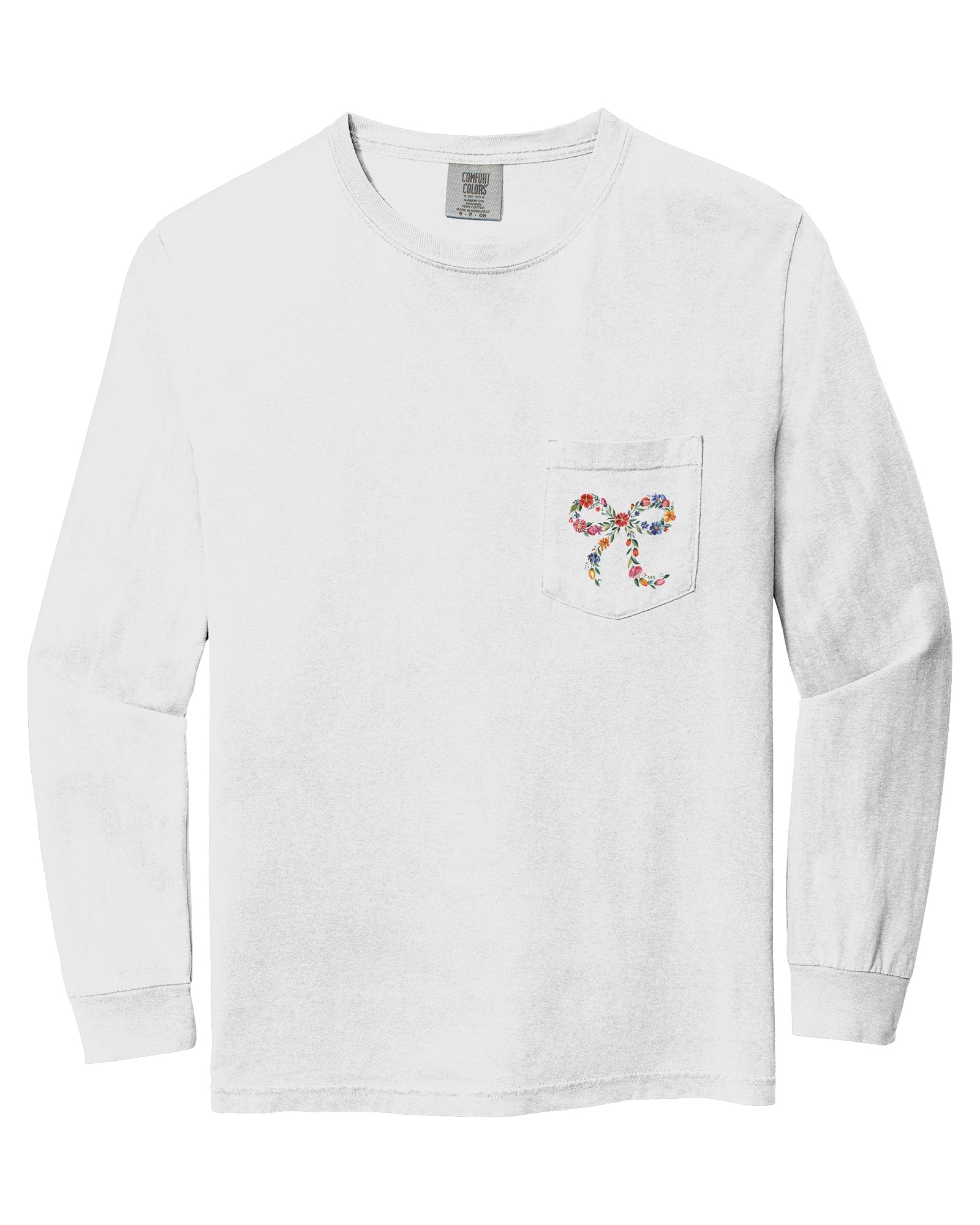 Wildflowers Ribbon Nature Botanical Pocket Comfort Colors Long Sleeve Shirt