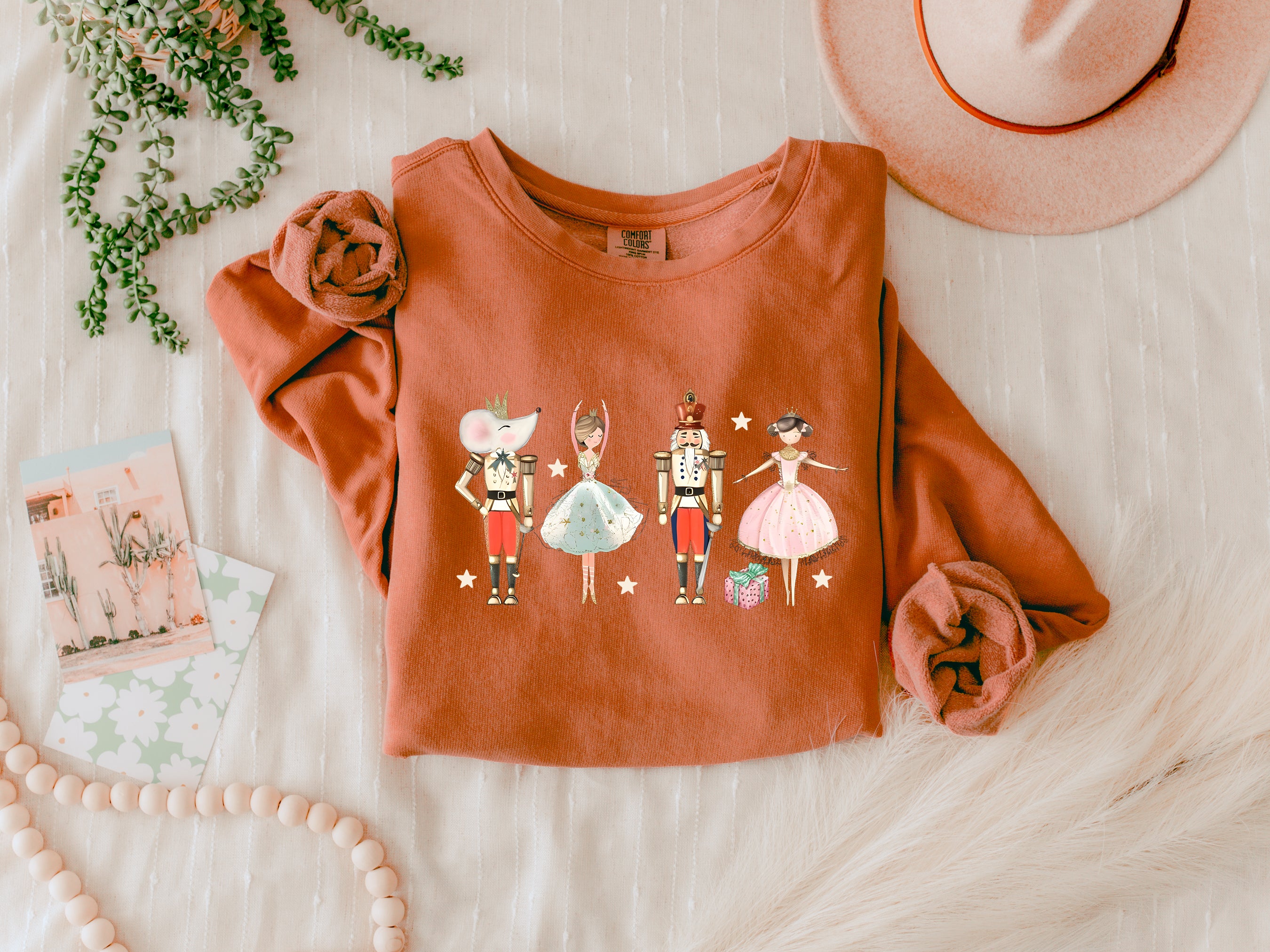 Merry Nutcracker Fairy Theme Merry Christmas Holiday Winter Fall Inspirational Garment Dyed Comfort Colors Sweatshirt