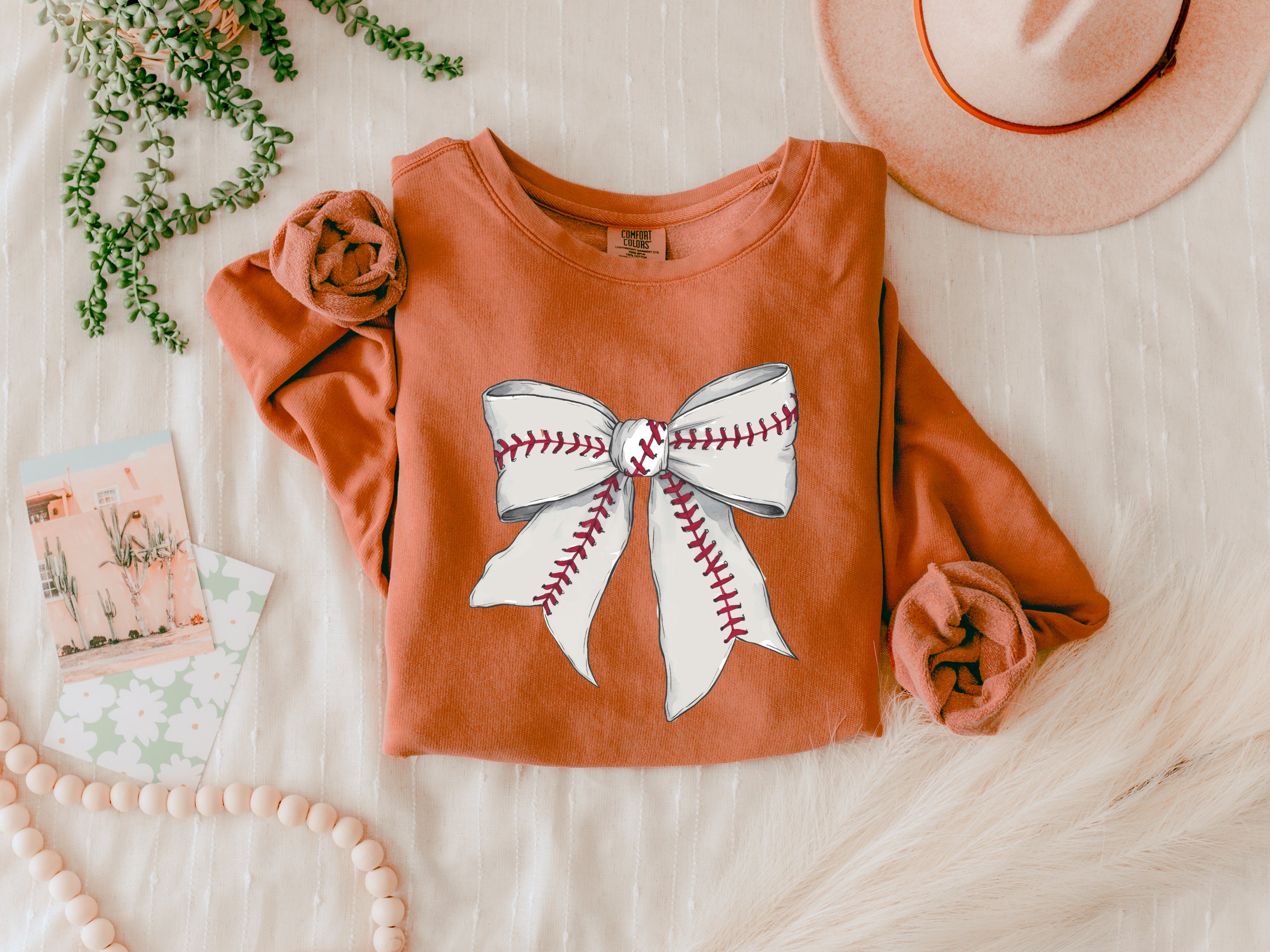 Baseball Mom Baseball Sports Garment Dyed Comfort Colors Sweatshirt (Ribbon)