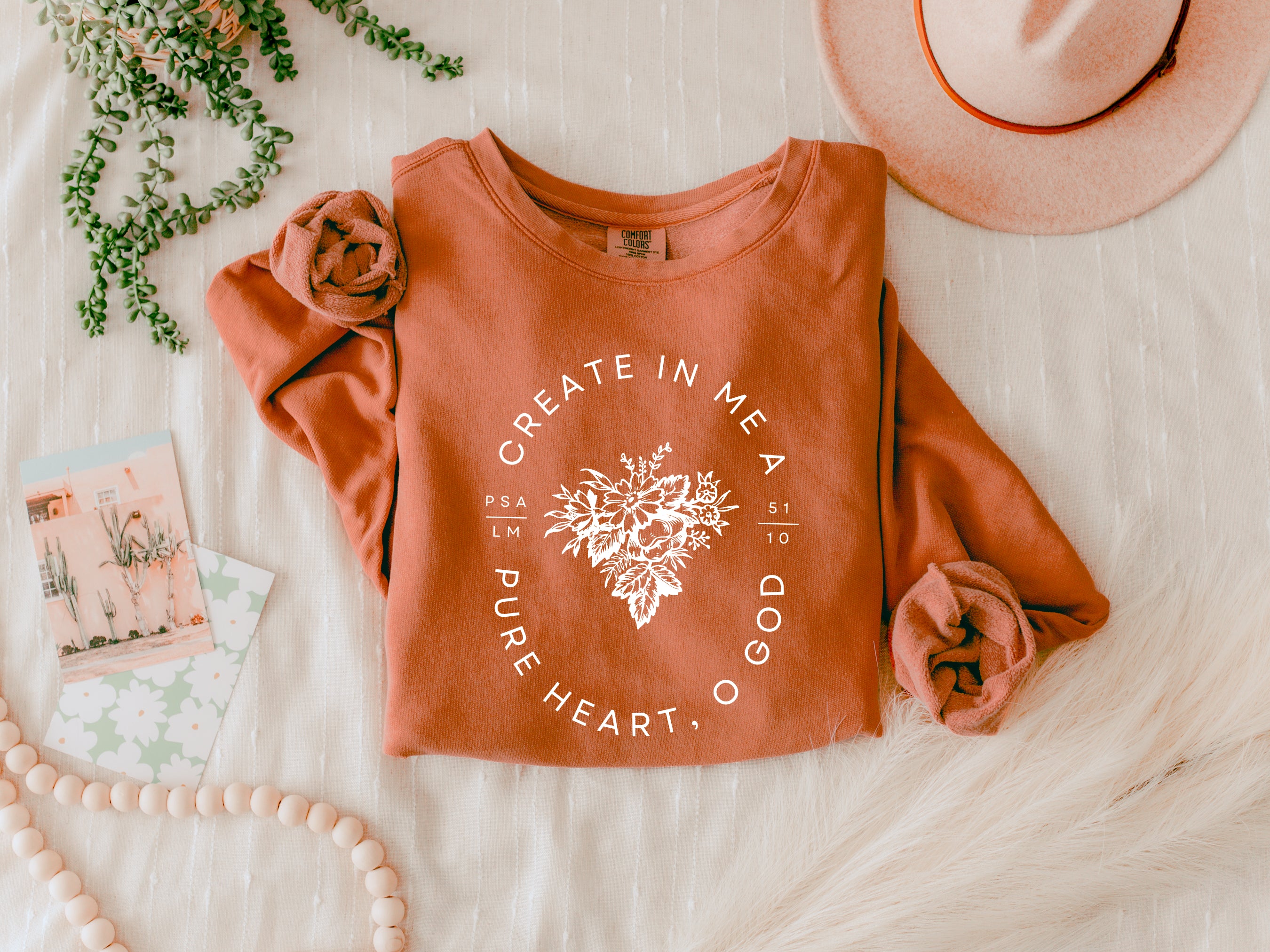 Create in Me a Pure Heart Inspirational Christian Garment Dyed Comfort Colors Sweatshirt