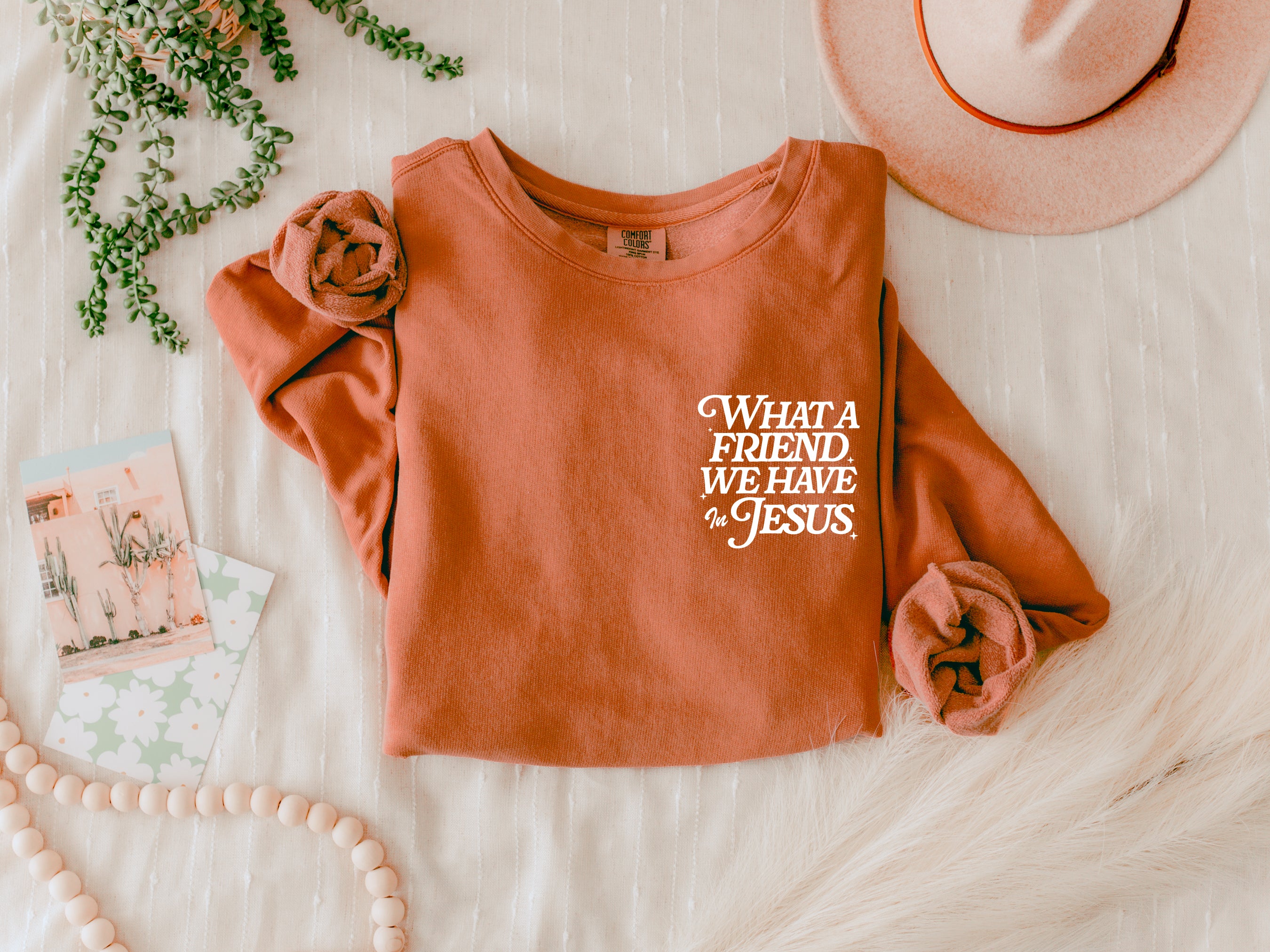 What a Friend we have in Jesus Inspirational Christian Garment Dyed Comfort Colors Sweatshirt