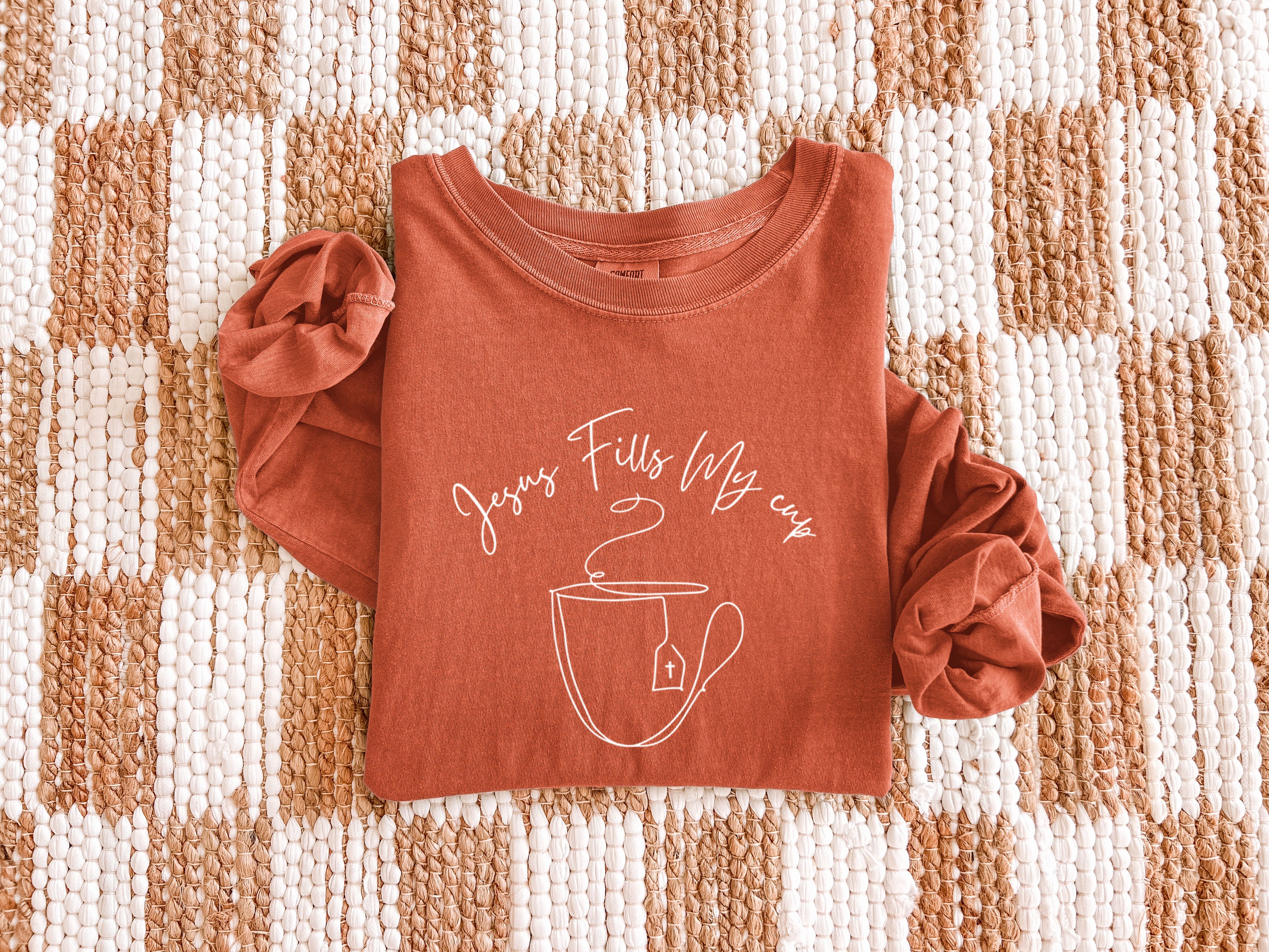 Comfort Colors Christian Jesus Fills My Cup Thanksgiving day Christmas Christian Long Sleeve Shirt