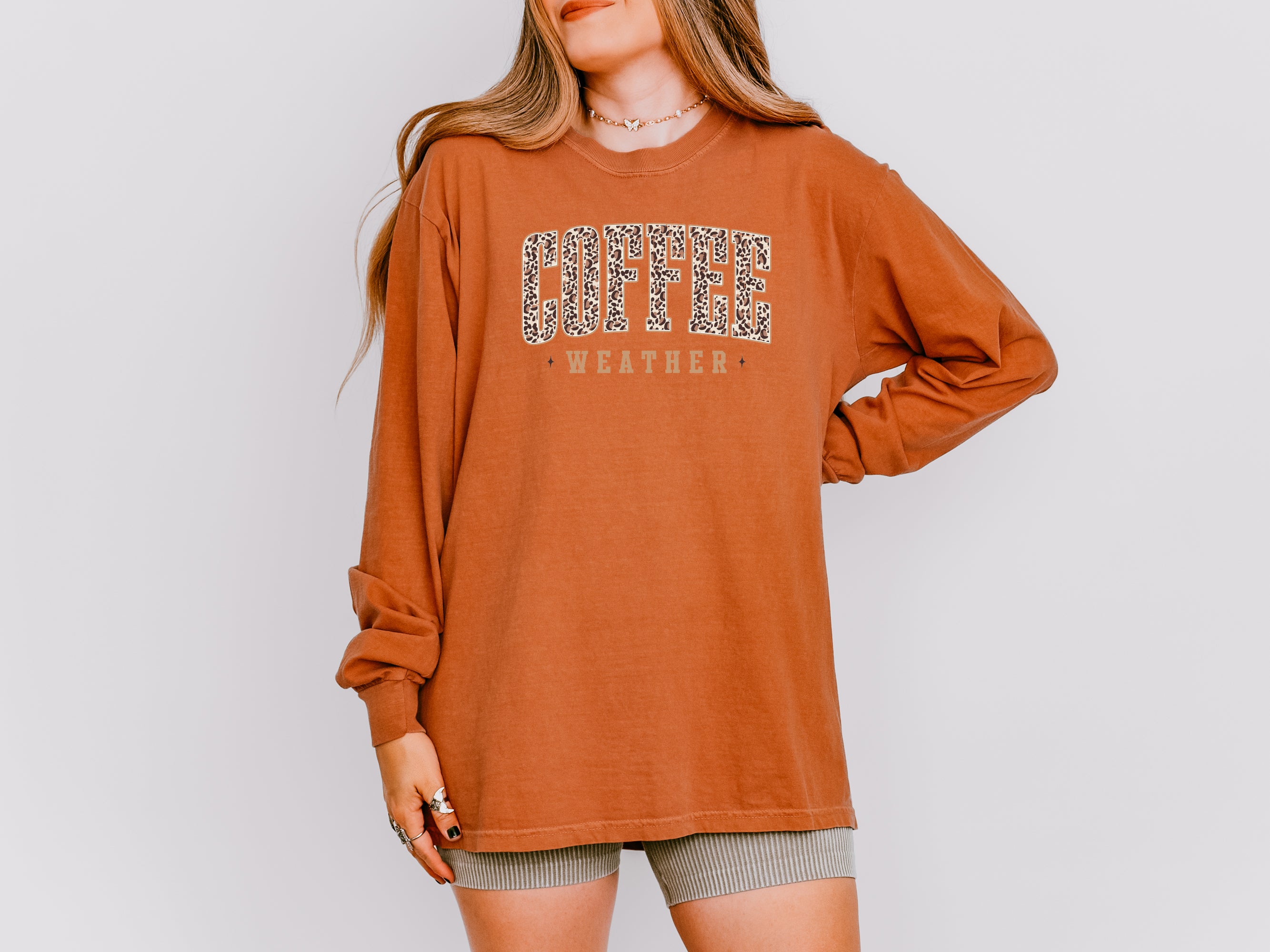 Comfort Colors Coffee Weather Fall Thanksgiving day Christmas Halloween Long Sleeve Shirt
