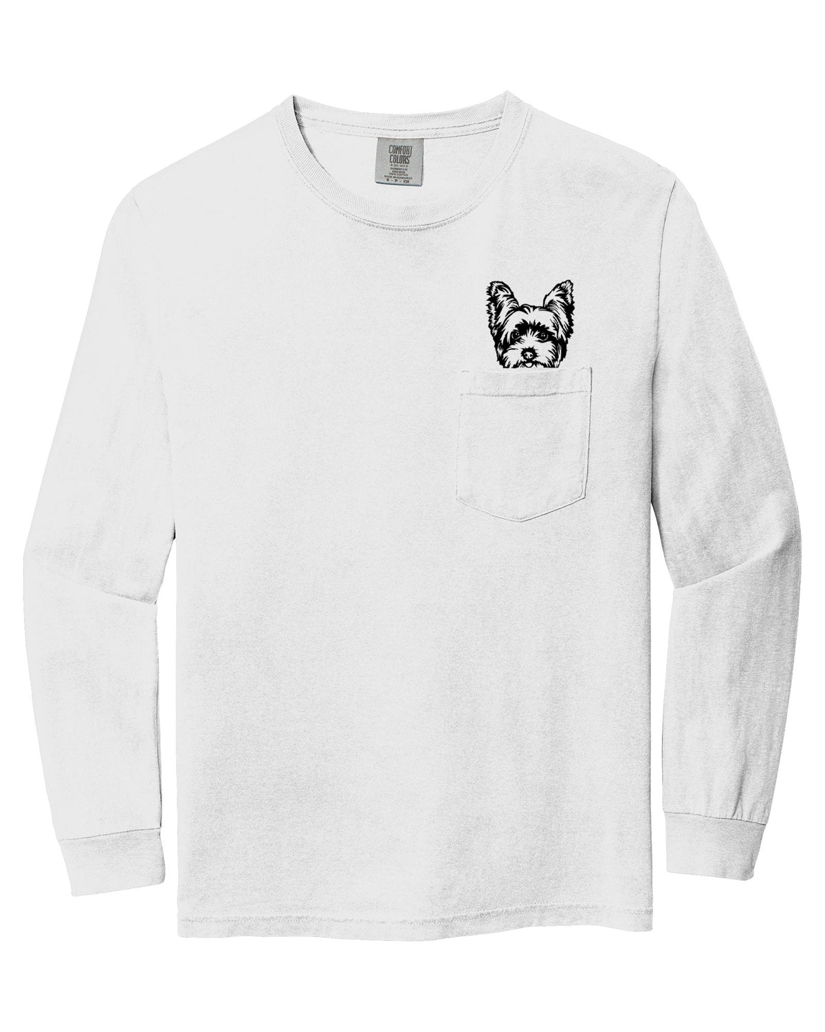 Yorkshire Terrier Yorkie Dog Mom Pocket Comfort Colors Long Sleeve Shirt