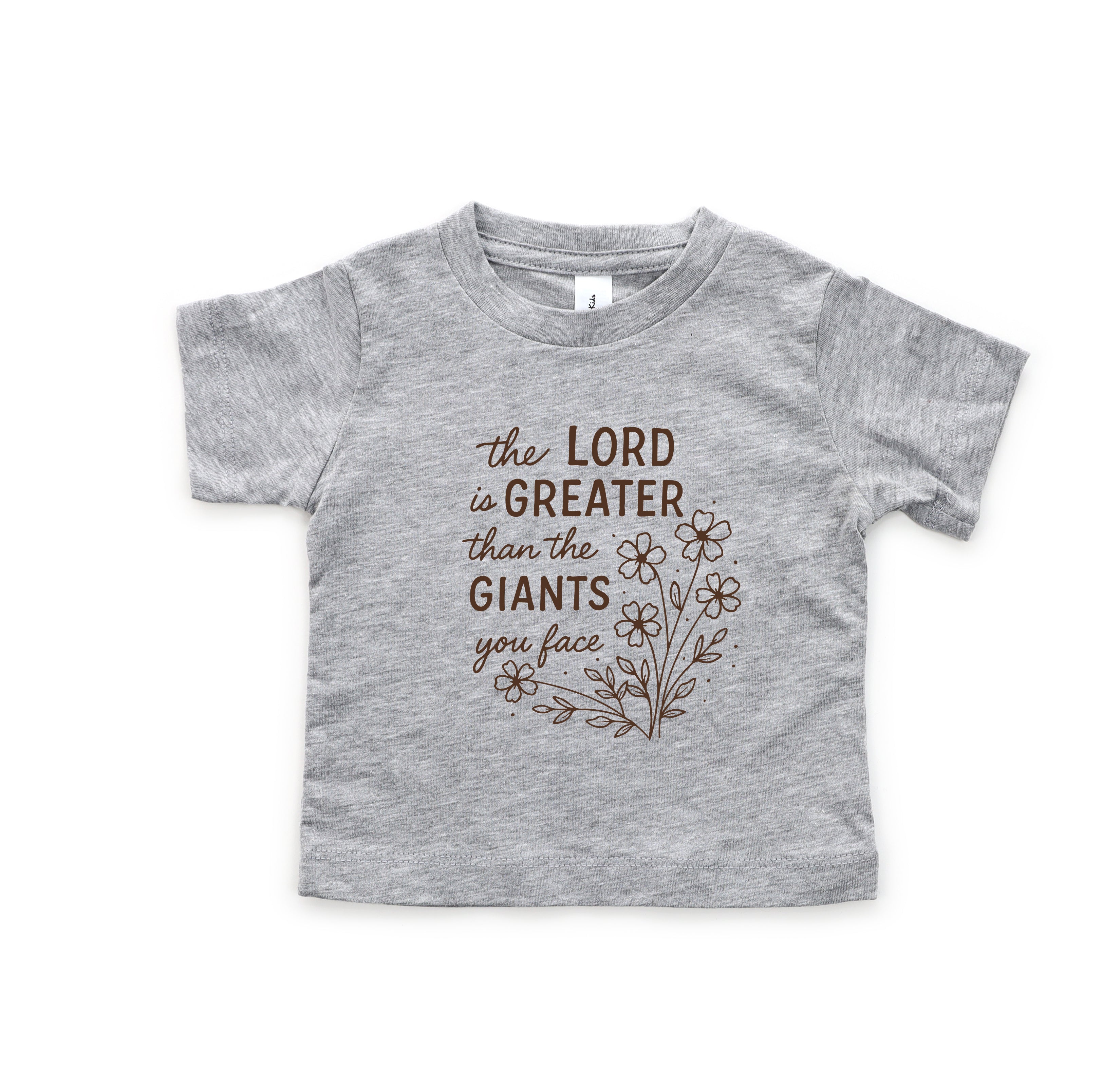 The Lord is greater than the giant Christian Baby Bodysuit, Romper, Toddler Youth Tee, Sweatshirt