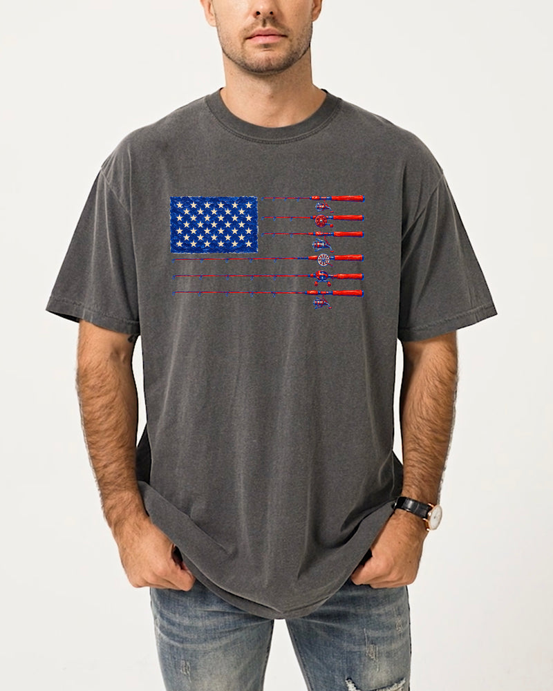 USA America Fishing Comfort Colors T Shirt - 4th of July, Memorial day, Veterans day gift for dad