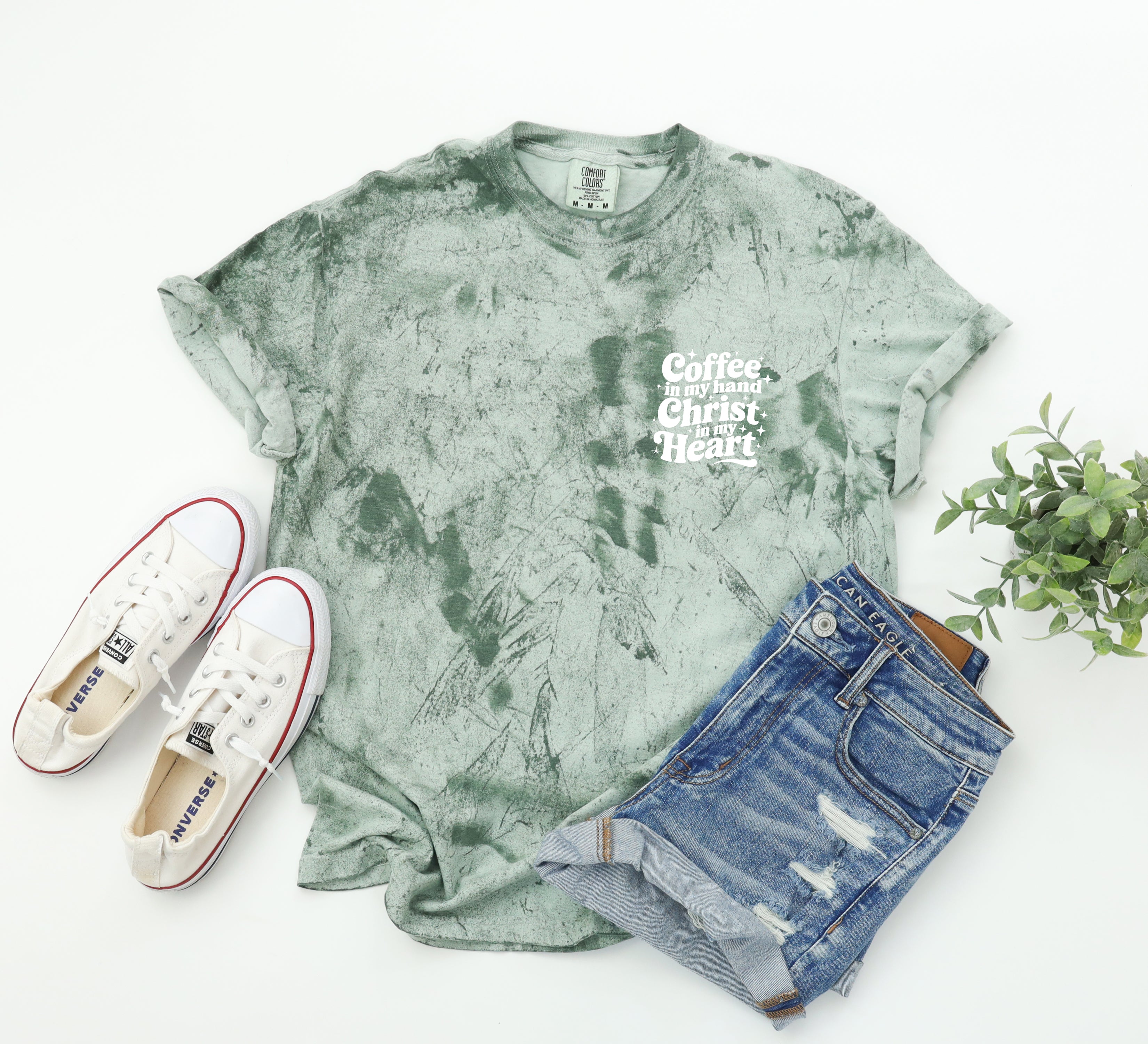 Coffee in my hand Christ in my heart Fall Thanksgiving day Christmas Autumn Comfort Colors Garment Dyed T Shirt