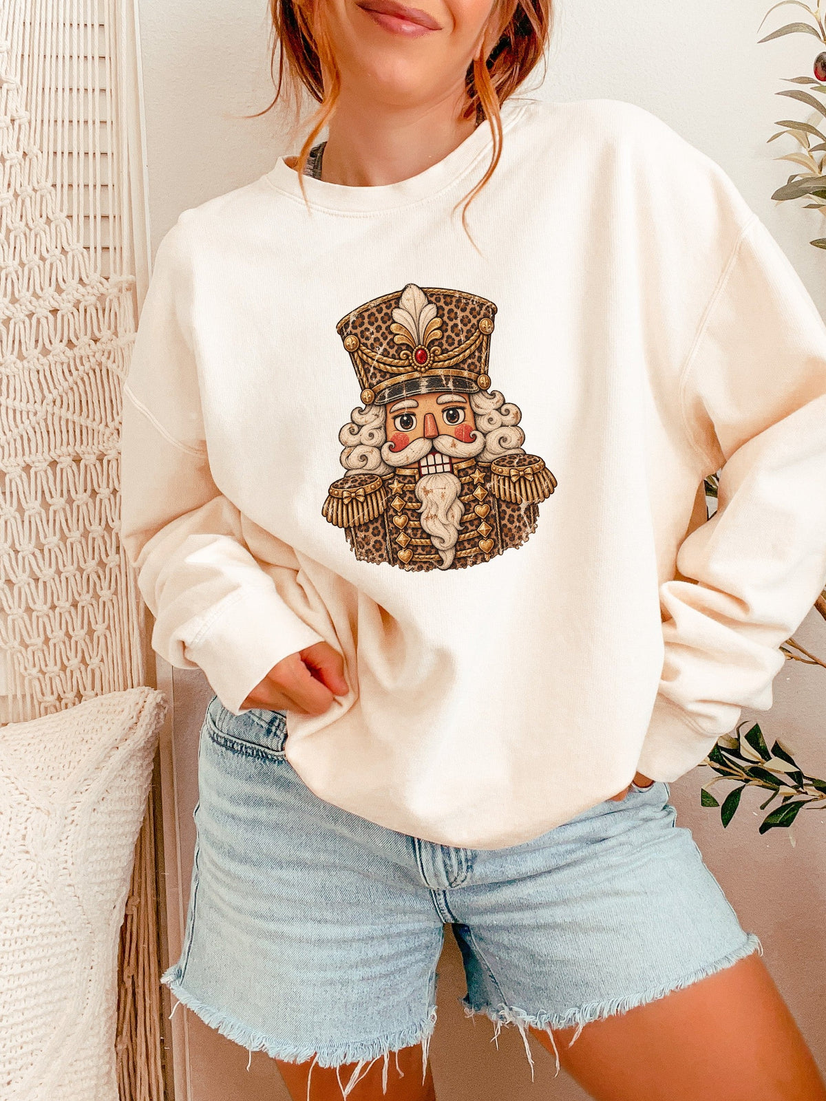Merry Christmas Leopard Nutcracker Season Comfort Colors Sweatshirt