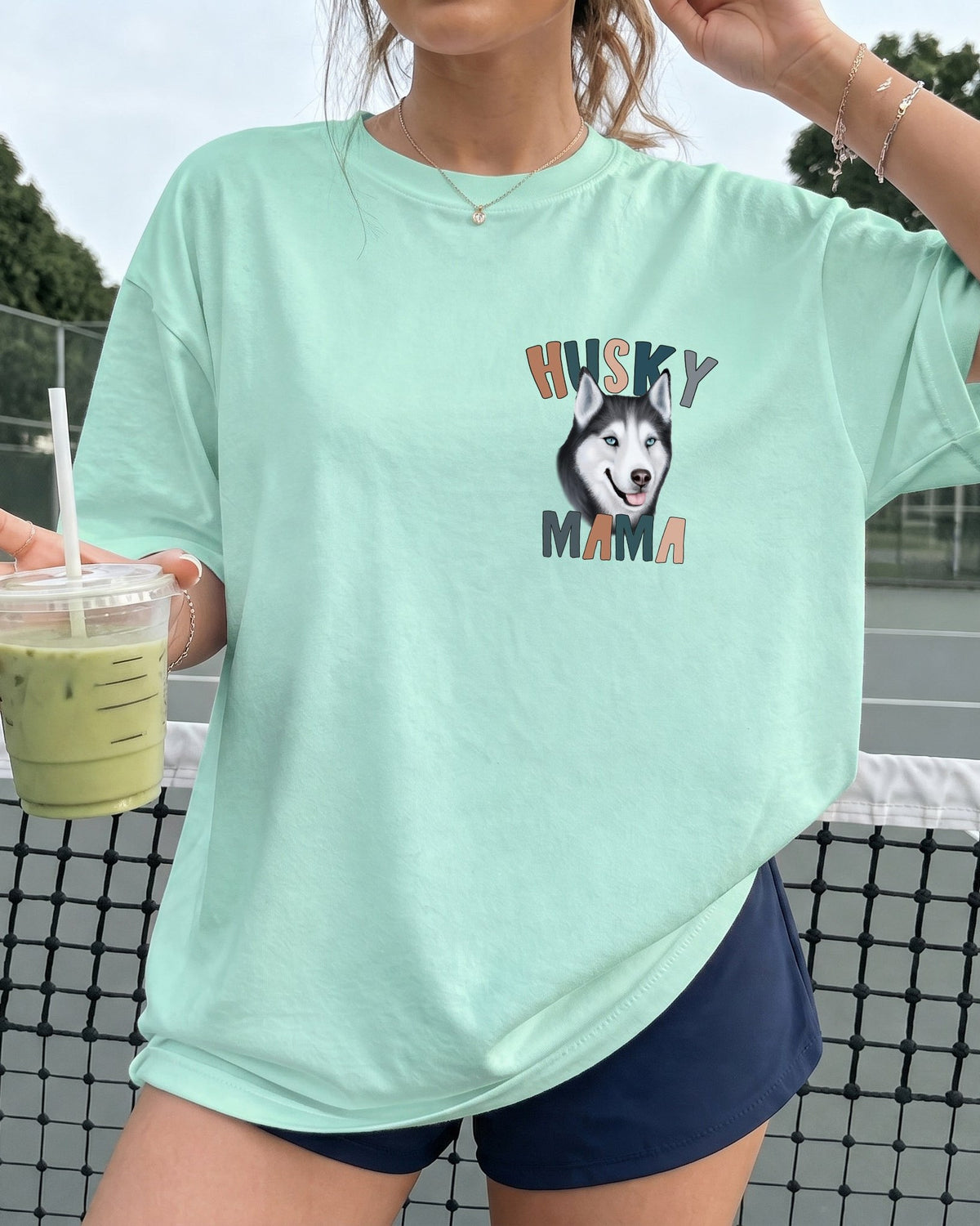 Husky Dog Mom Comfort Colors T-Shirt (Center), Gift for Women