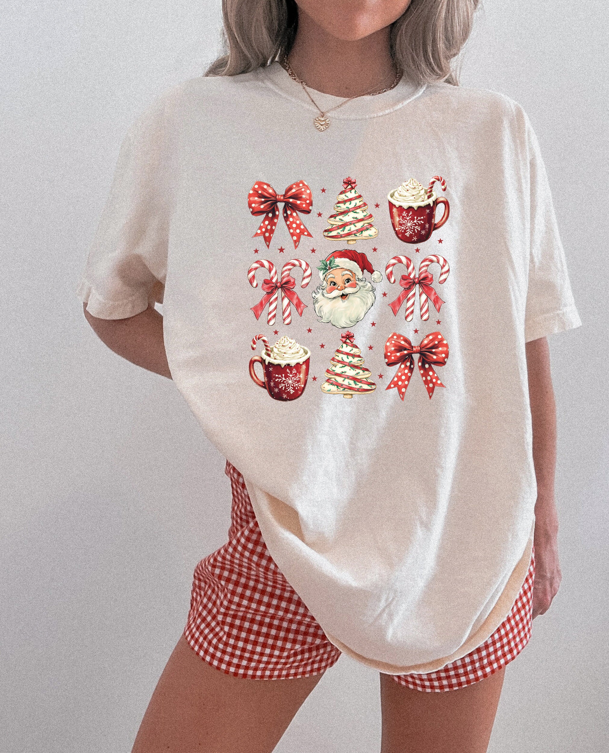 Christmas Tree Santa Hot Chocolate Christmas fall winter Comfort Colors Garment Dyed T Shirt