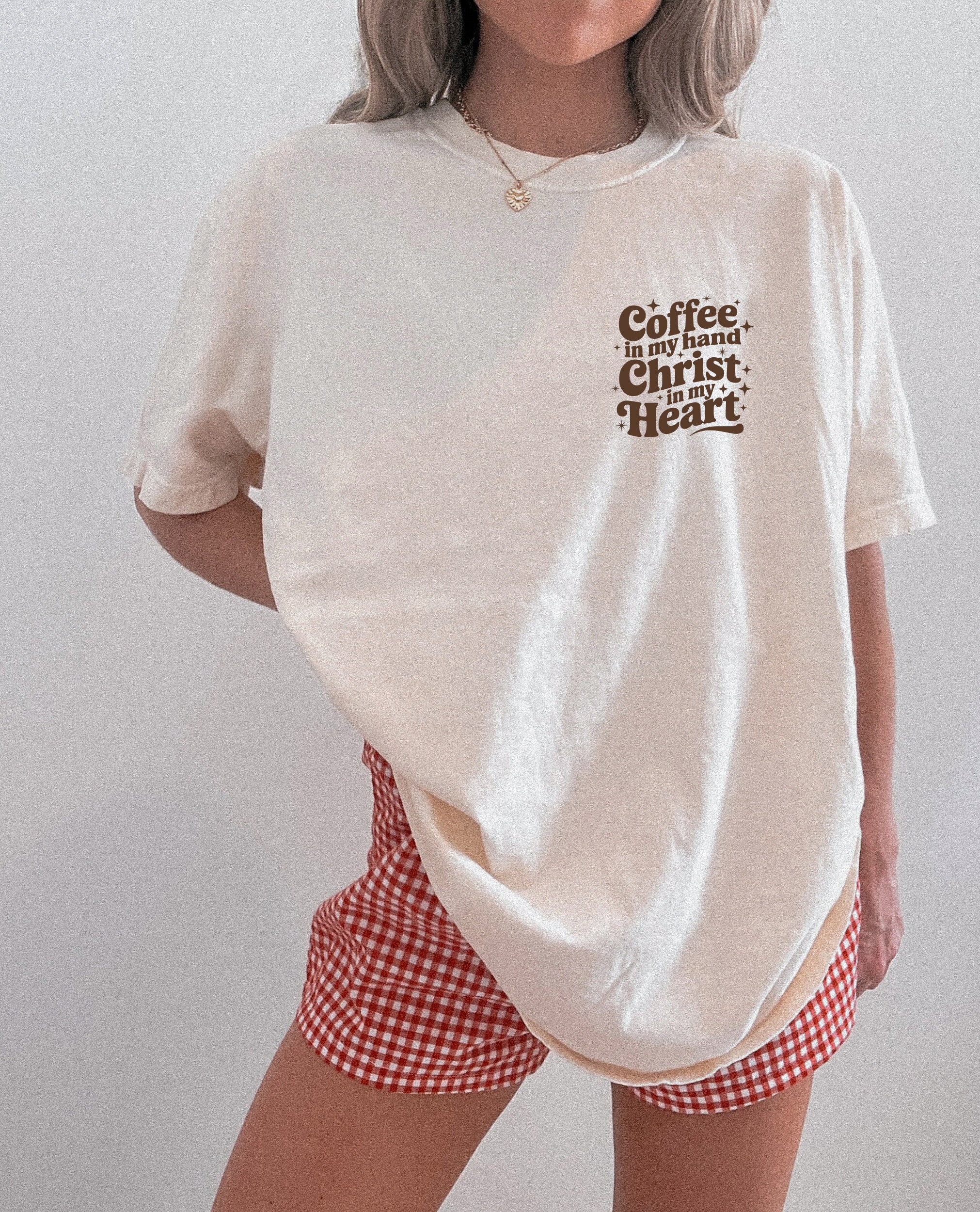 Coffee in my hand Christ in my heart Fall Thanksgiving day Christmas Autumn Comfort Colors Garment Dyed T Shirt