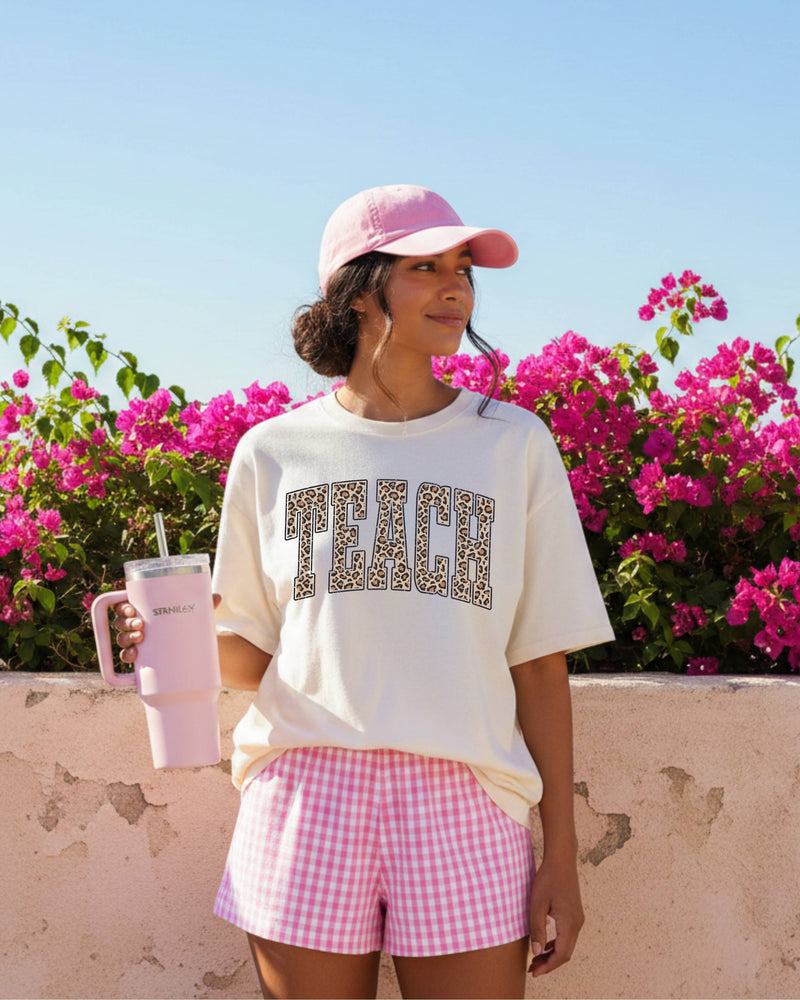 Teach Teacher LEOPARD Comfort Colors Garment-Dyed T-Shirt