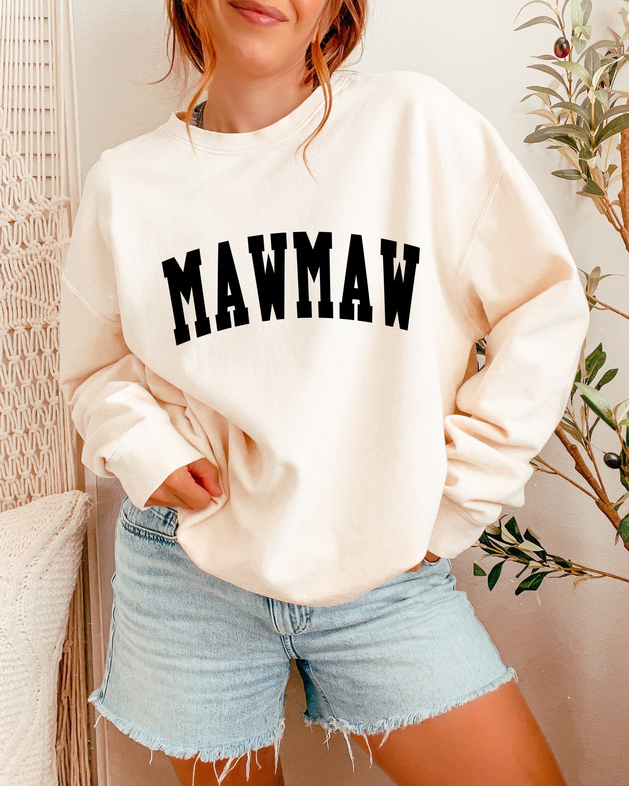 maw maw Grandma Garment Dyed Comfort Colors Sweatshirt