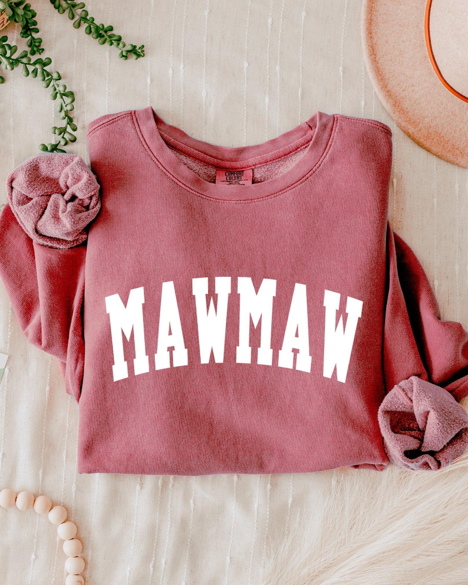 maw maw Grandma Garment Dyed Comfort Colors Sweatshirt