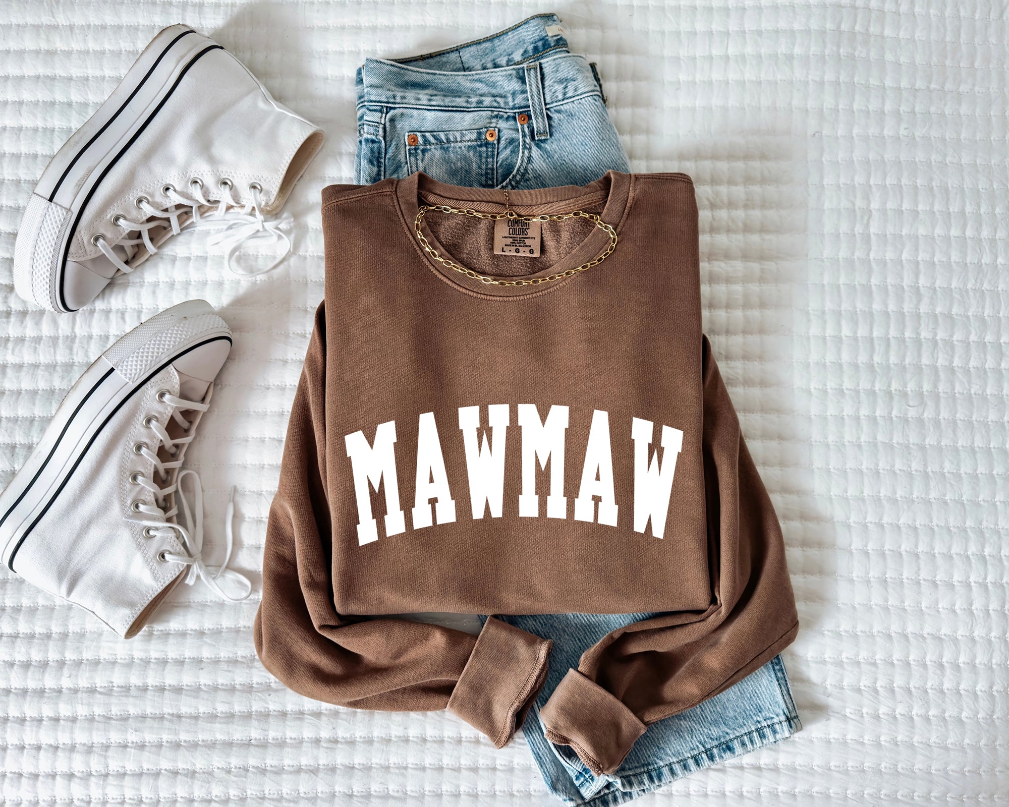 maw maw Grandma Garment Dyed Comfort Colors Sweatshirt