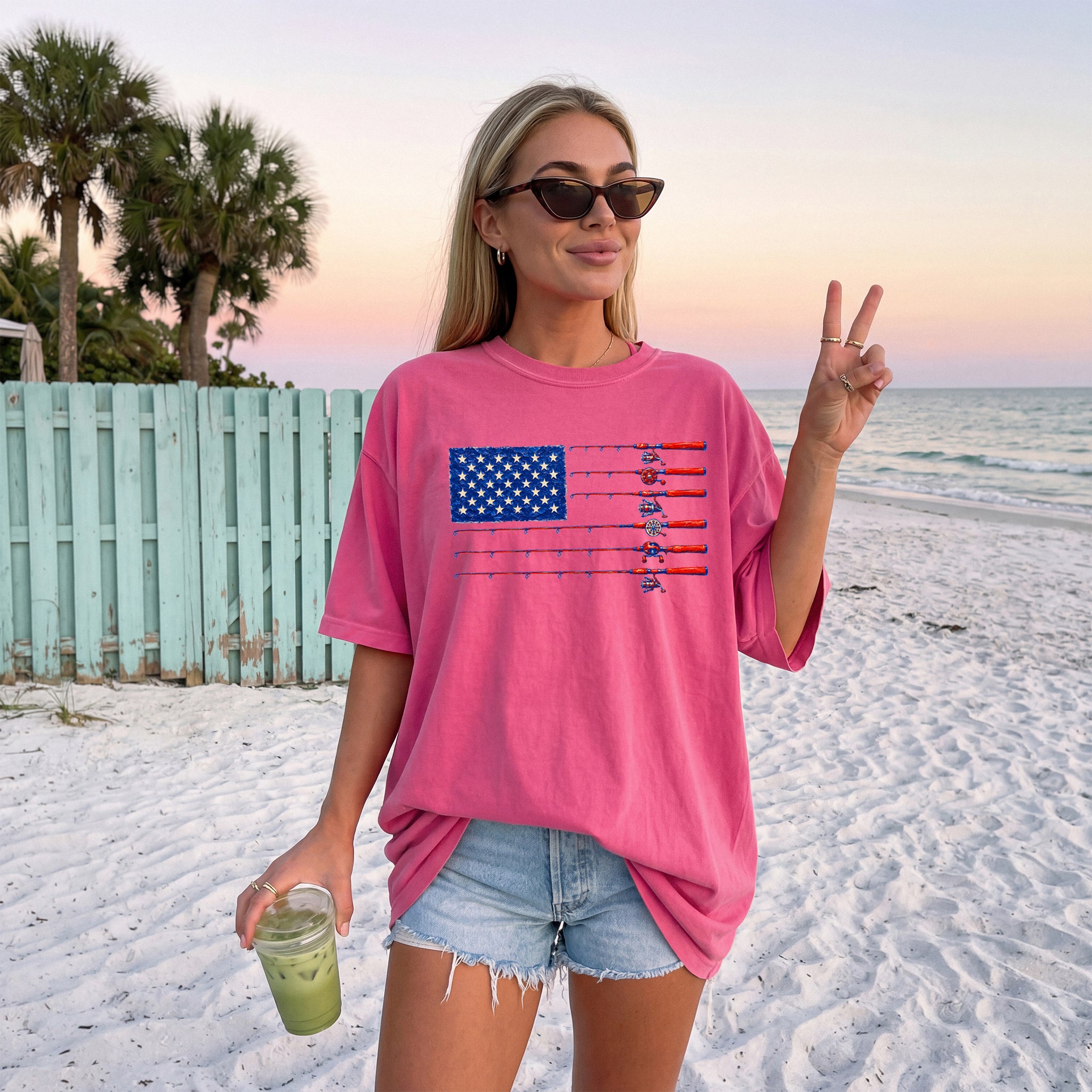 USA America Fishing Comfort Colors T Shirt - 4th of July, Memorial day, Veterans day gift for dad
