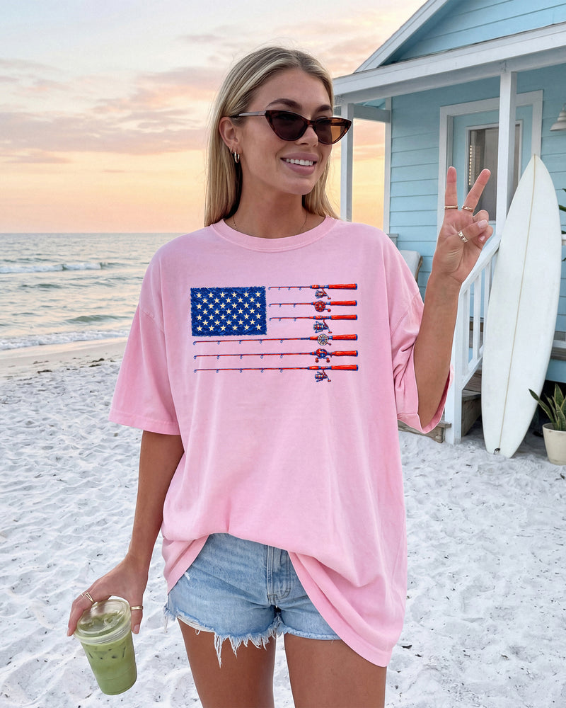 USA America Fishing Comfort Colors T Shirt - 4th of July, Memorial day, Veterans day gift for dad