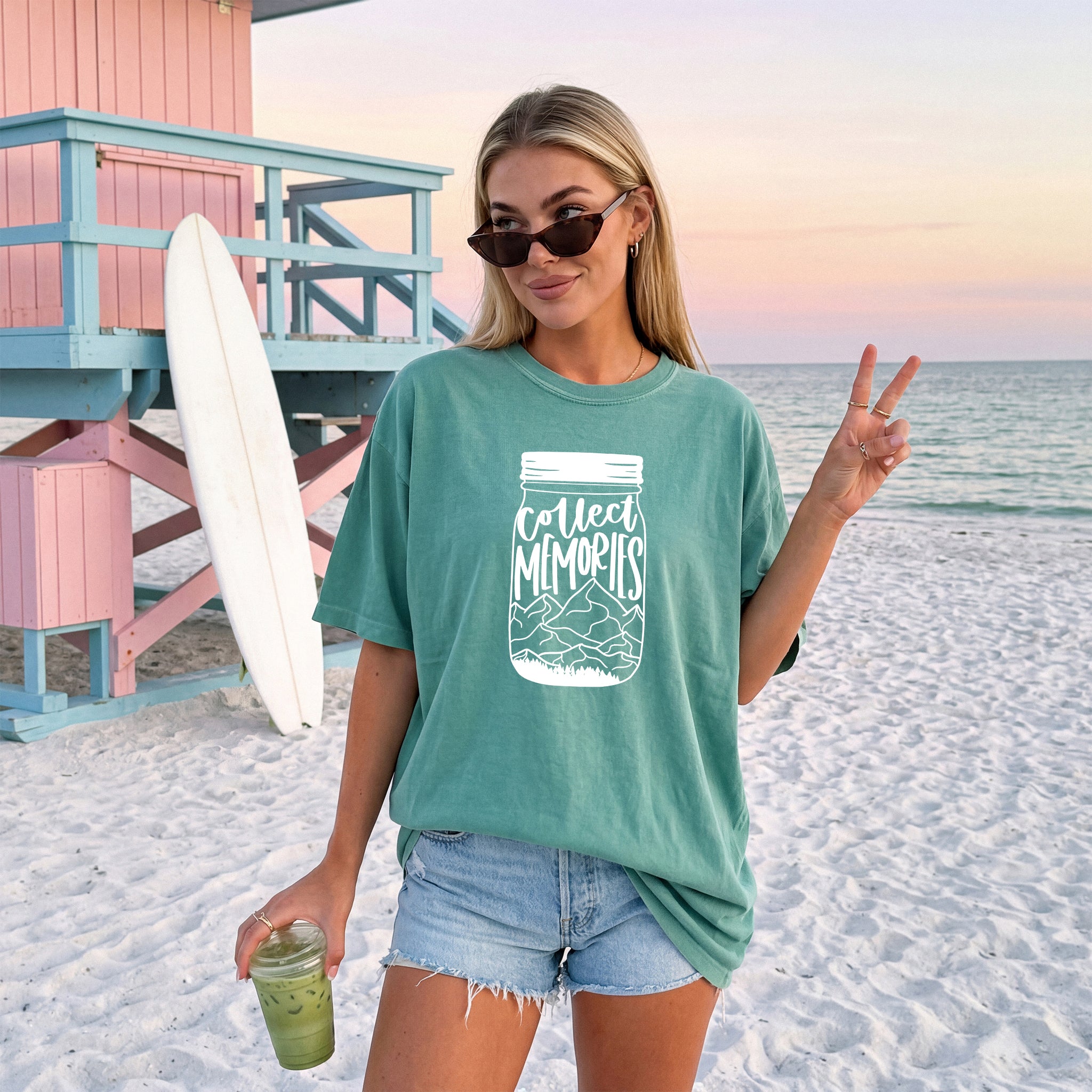 Collect Memories Beach Nature Comfort Colors T Shirt Vacation Lake Summer