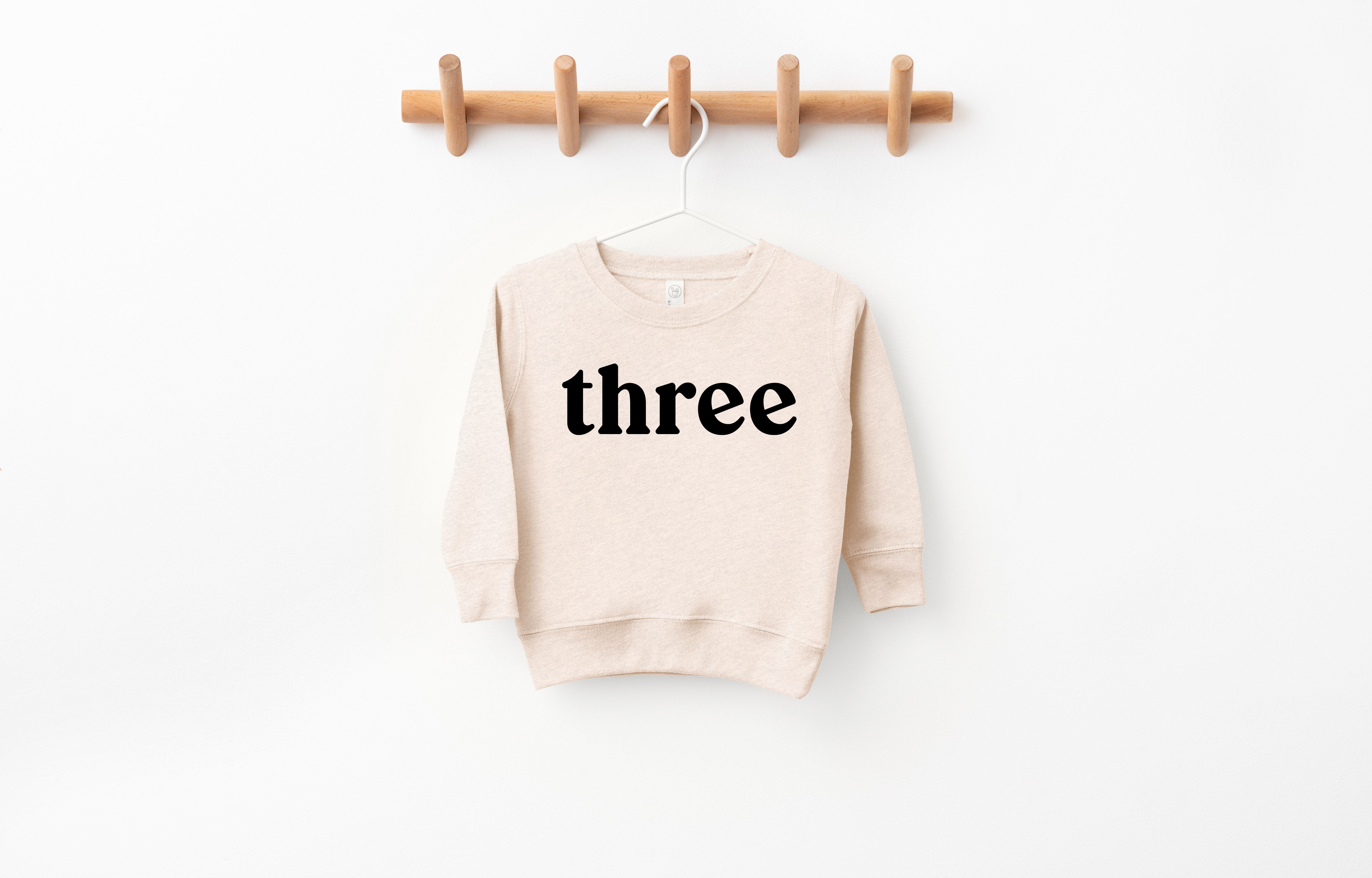 Three Toddler Kids Birthday Sweatshirt (Serif)